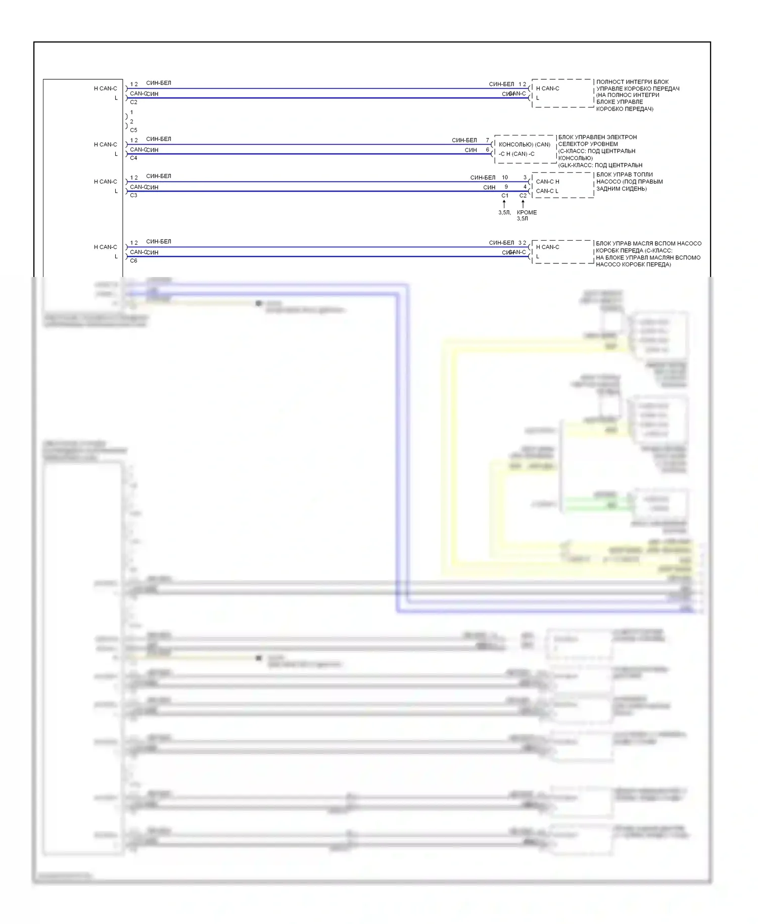 C-класс Mercedes-Benz W204/S204/С204 рестайлинг (2011-2015): Электросхема шины высокого/низкого уровня (1 из 4) 