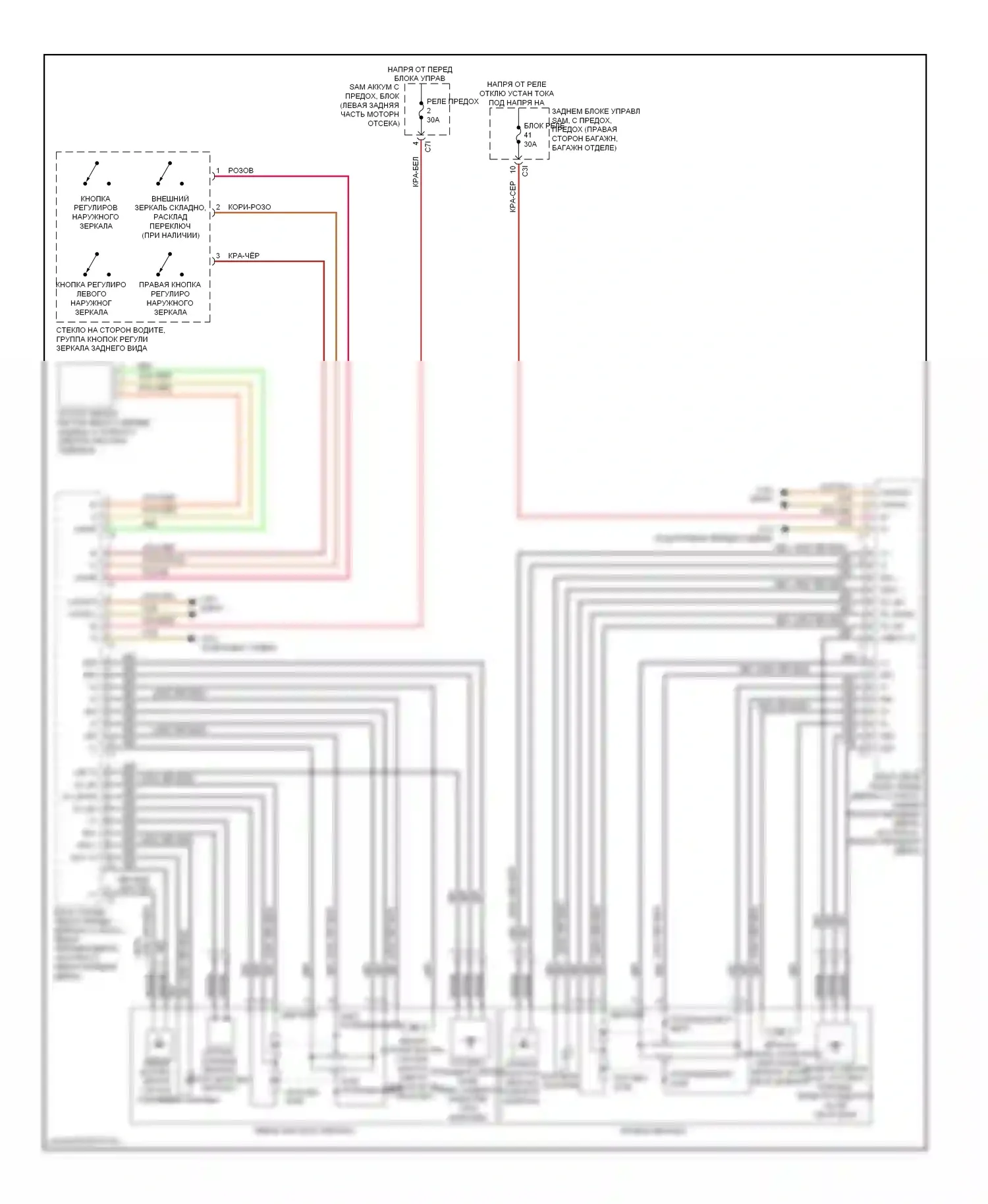 C-класс Mercedes-Benz W204/S204/С204 рестайлинг (2011-2015): Электросхема зеркал памяти 
