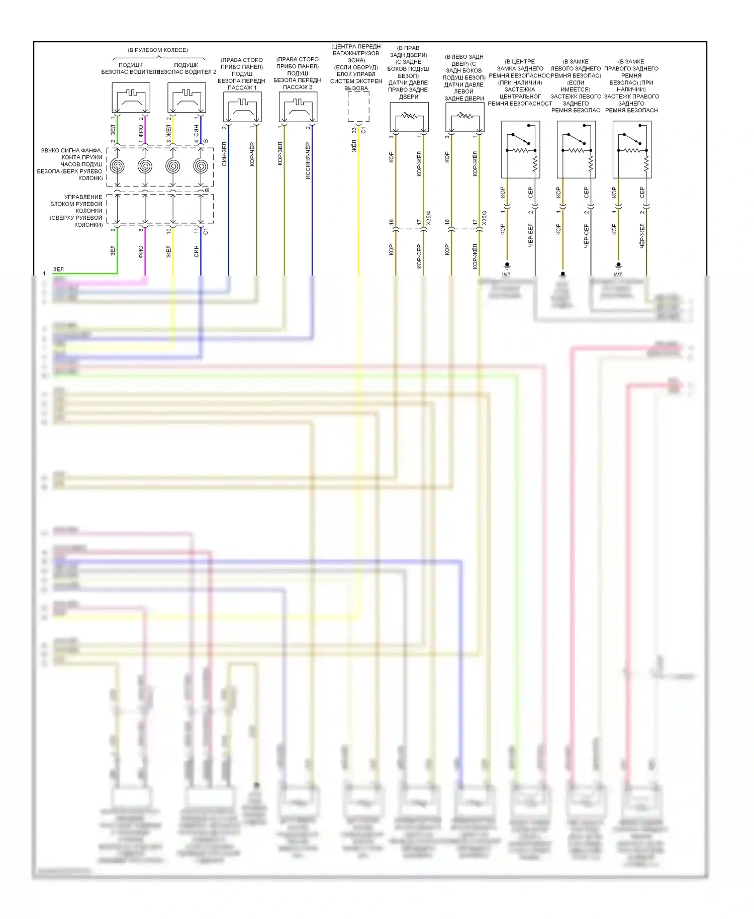 C-класс Mercedes-Benz W204/S204/С204 рестайлинг (2011-2015): Электросхема подушек безопасности (2 из 3) 
