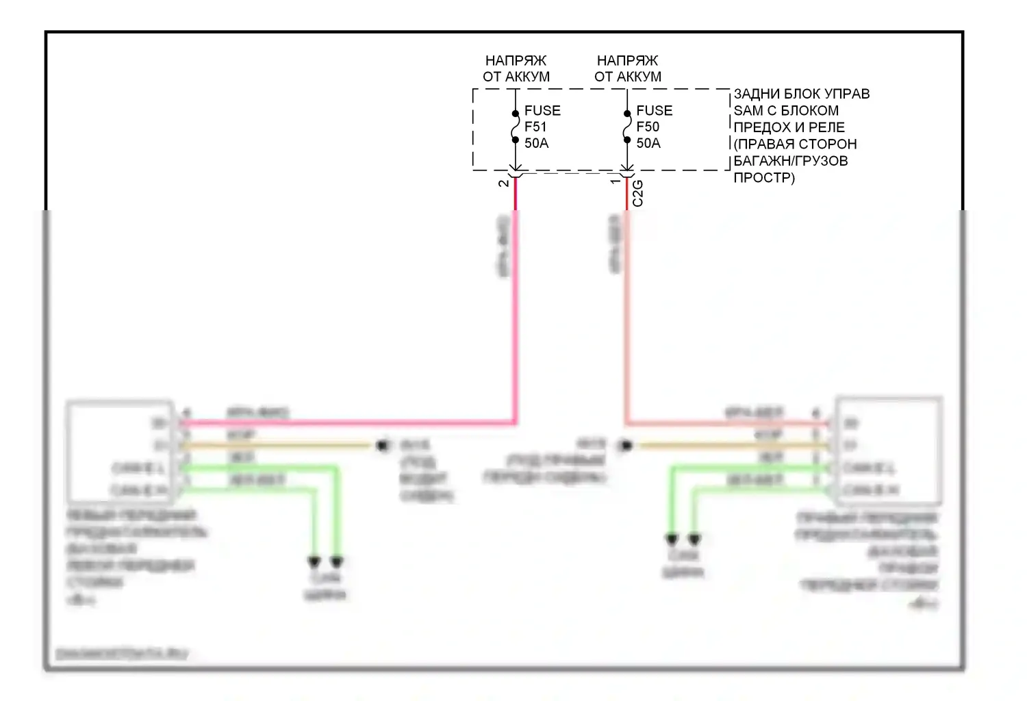 C-класс Mercedes-Benz W204/S204/С204 рестайлинг (2011-2015): Электросхема преднатяжителей ремней безопасности 