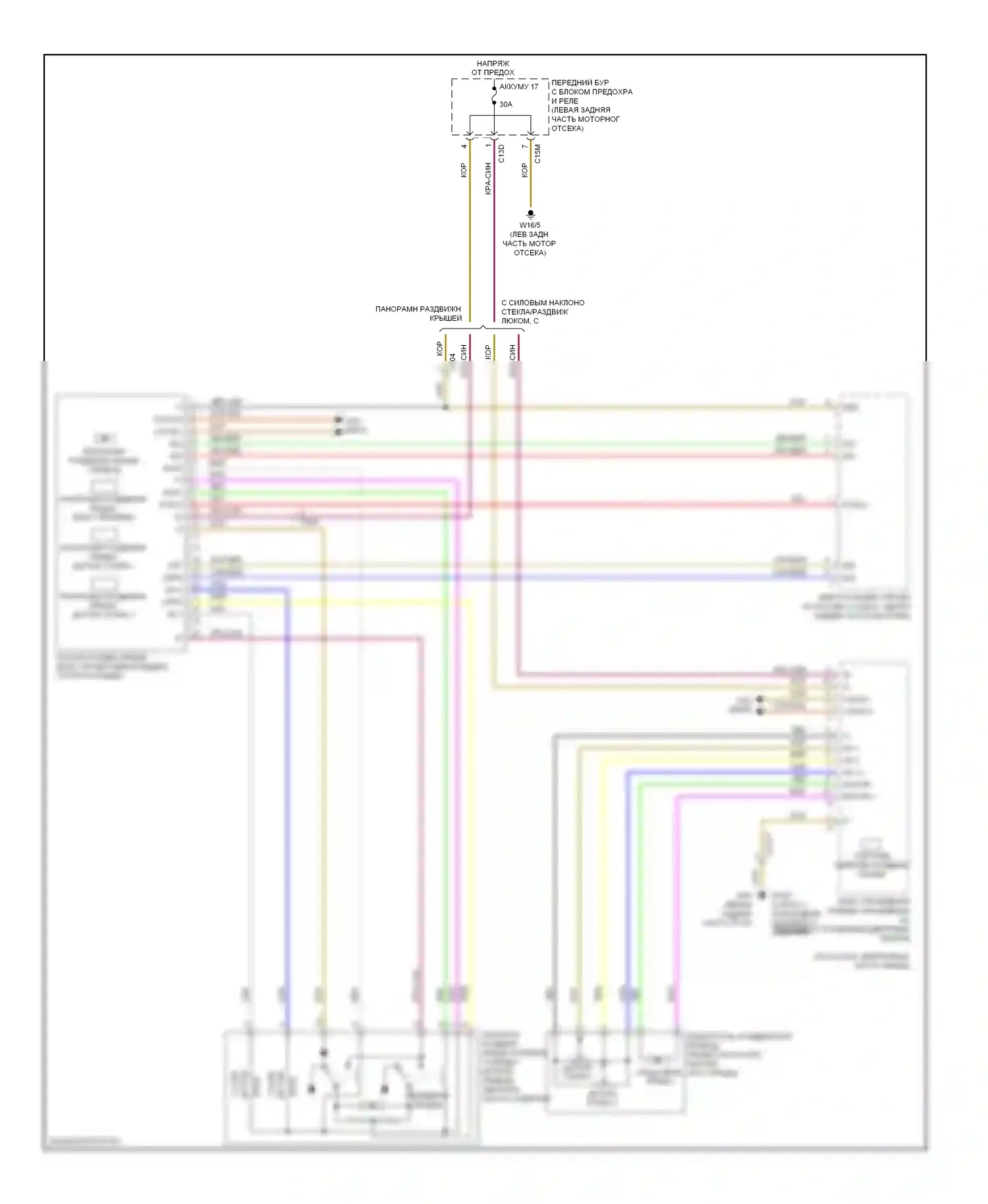 C-класс Mercedes-Benz W204/S204/С204 рестайлинг (2011-2015): Электросхема складной крыши/люка, седан 