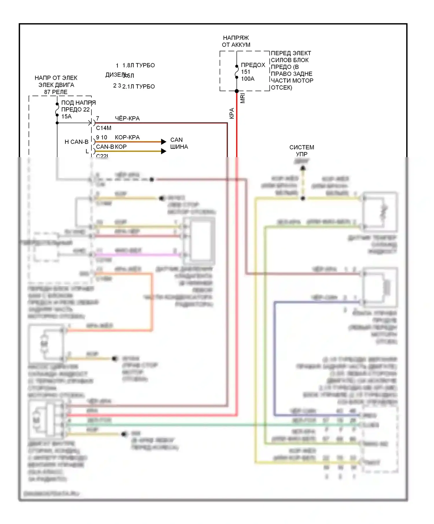 C-класс Mercedes-Benz W204/S204/С204 рестайлинг (2011-2015): Электросхема вентилятора охлаждения 