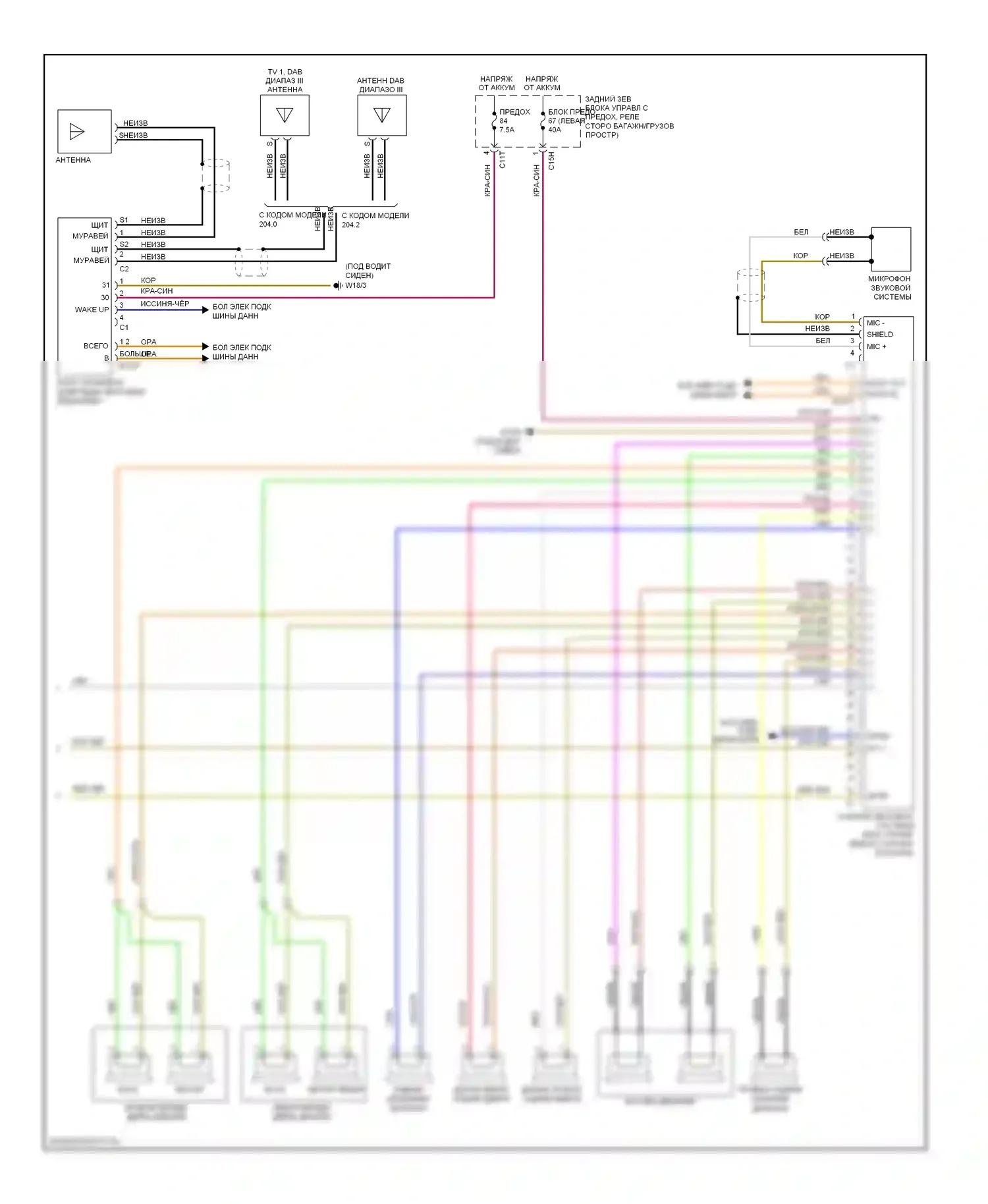 C-класс AMG Mercedes-Benz W204/S204/С204 (2007-2011): Электросхема магнитолы (2 из 2) 