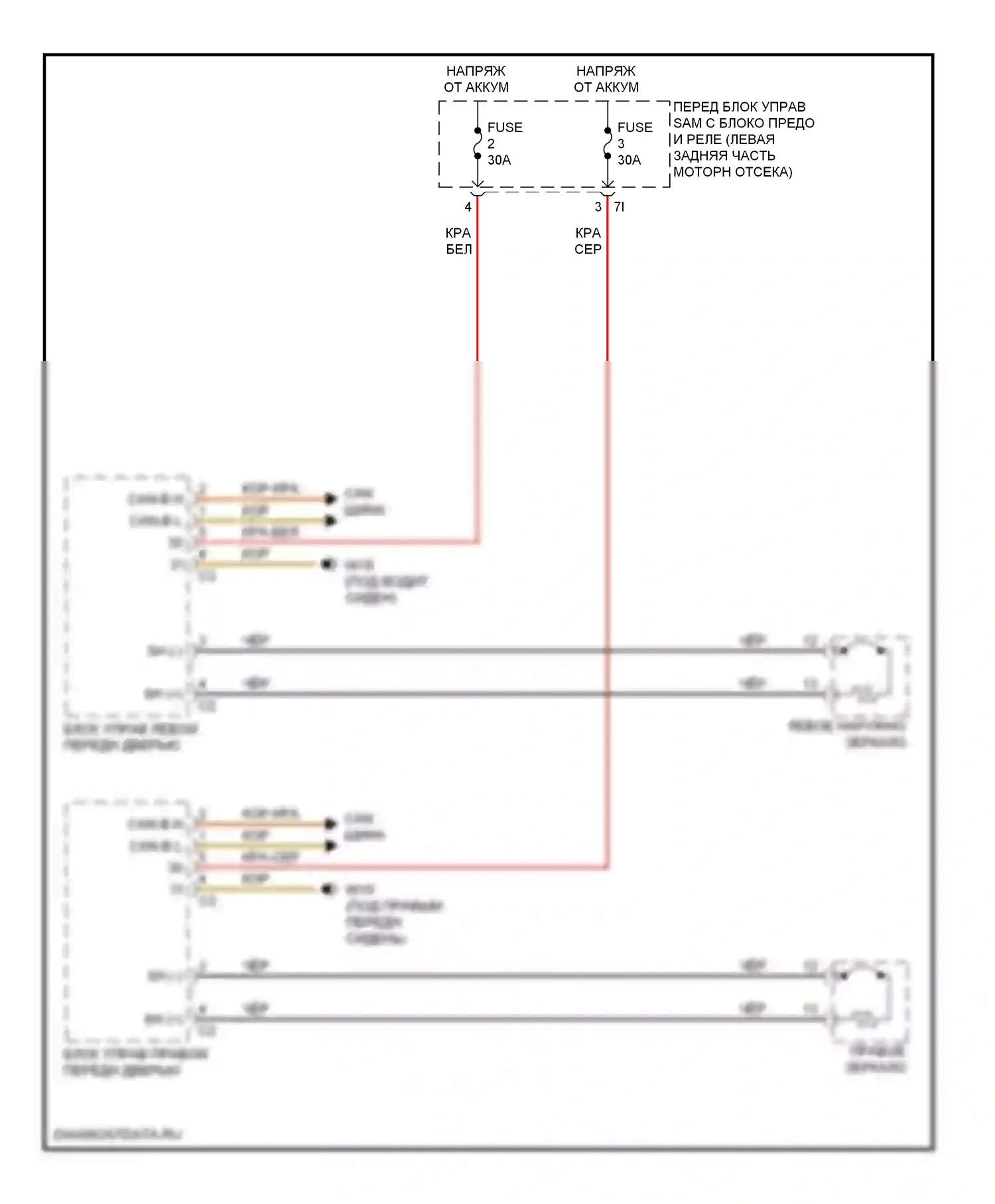 C-класс AMG Mercedes-Benz W204/S204/С204 (2007-2011): Электросхема обогреваемых зеркал 