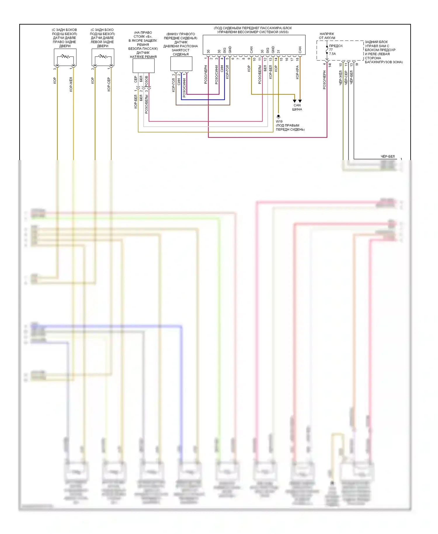 C-класс AMG Mercedes-Benz W204/S204/С204 (2007-2011): Электросхема подушек безопасности (2 из 3) 