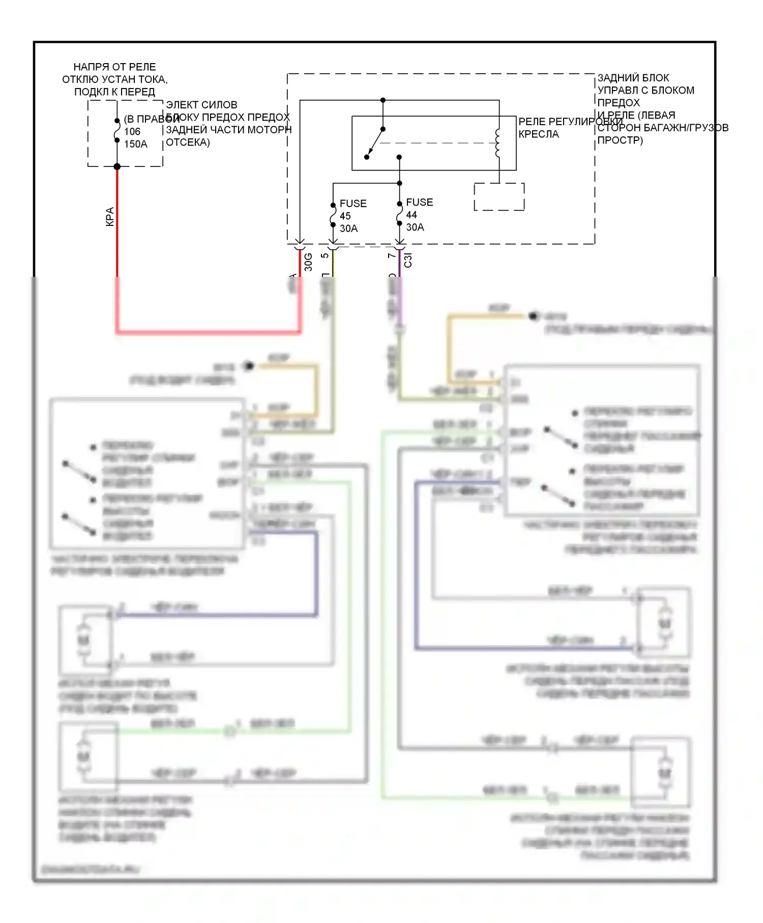 C-класс AMG Mercedes-Benz W204/S204/С204 (2007-2011): Электросхема силового сиденья 