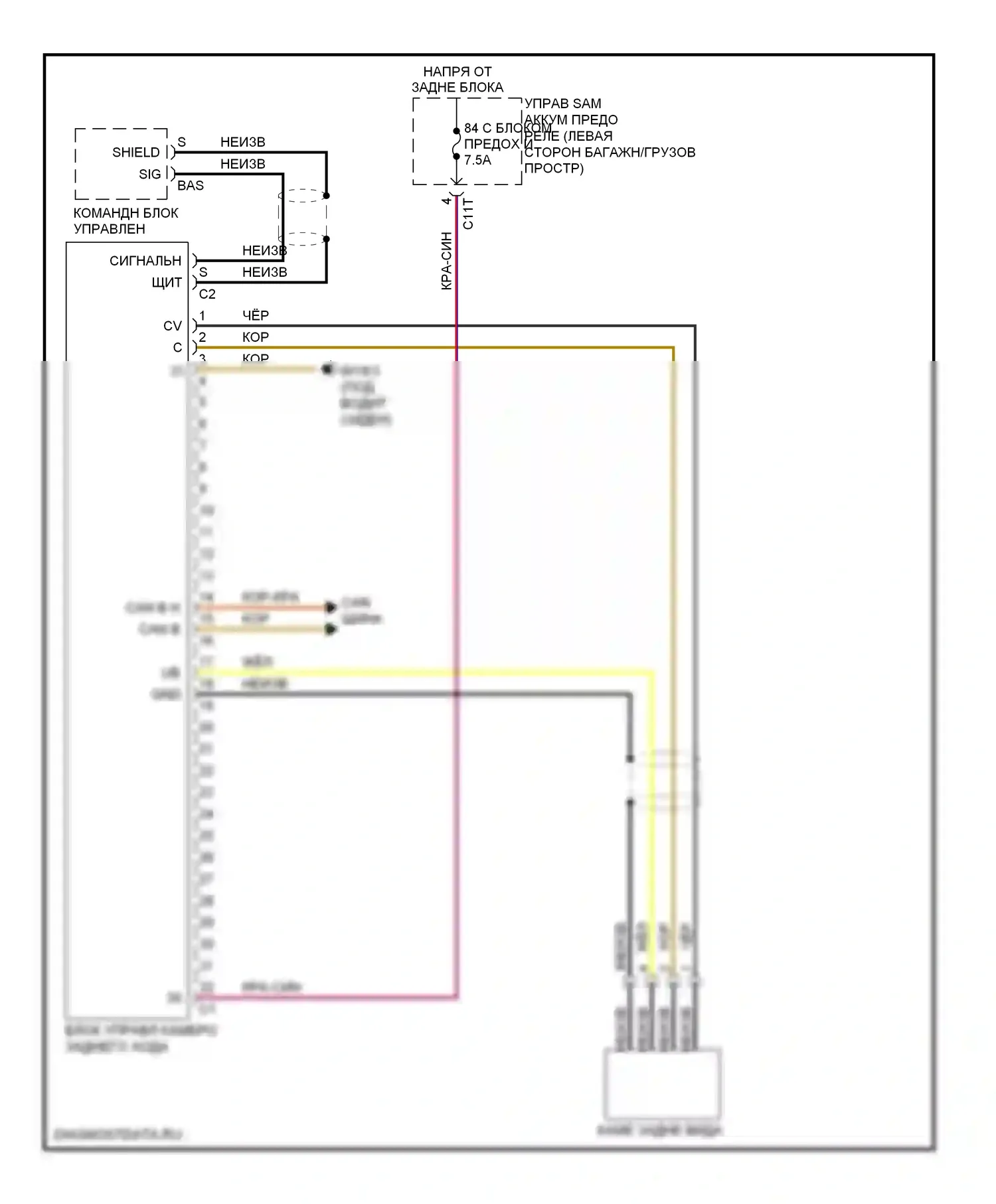 C-класс AMG Mercedes-Benz W204/S204/С204 (2007-2011): Электросхема задней камеры 