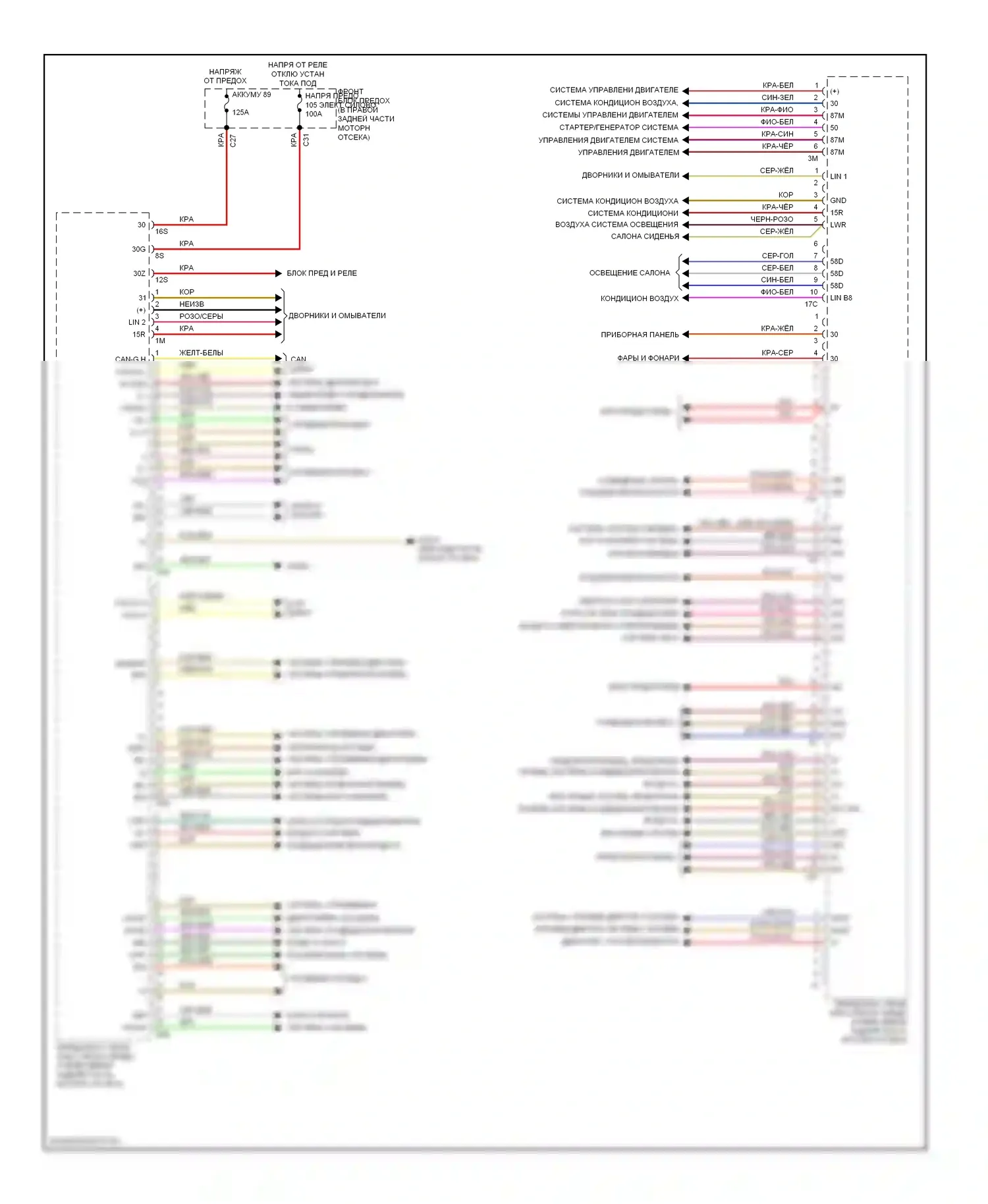 C-класс Mercedes-Benz W204/S204 (2006-2011): Электросхема переднего блока управления sam (1 из 2) 