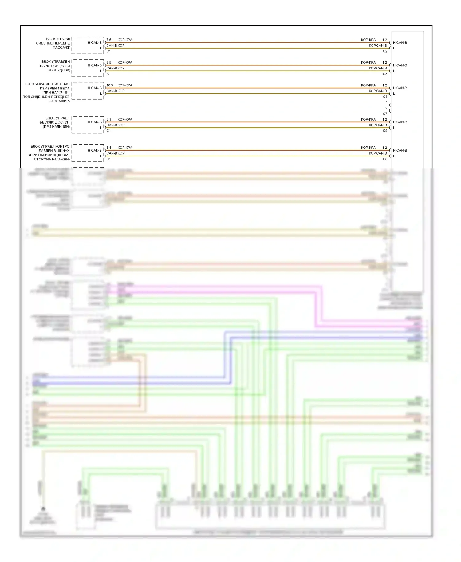 C-класс Mercedes-Benz W204/S204 (2006-2011): Электросхема шины высокого/низкого уровня (3 из 4) 