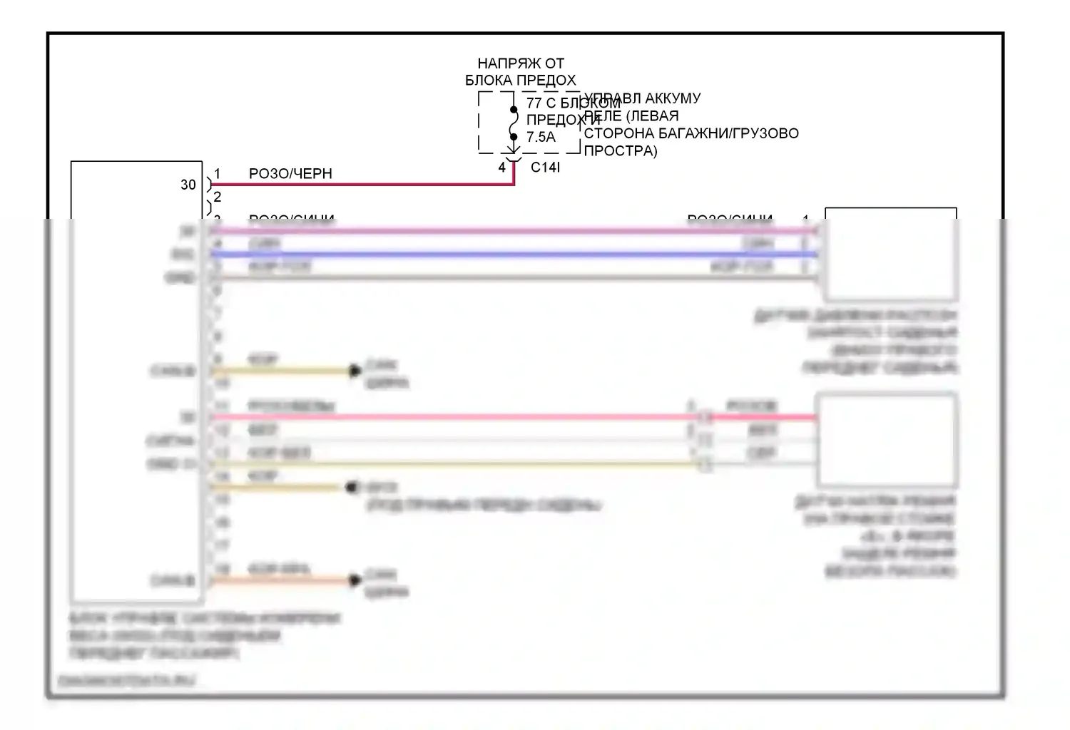 C-класс Mercedes-Benz W204/S204 (2006-2011): Электросхема системы определения веса 