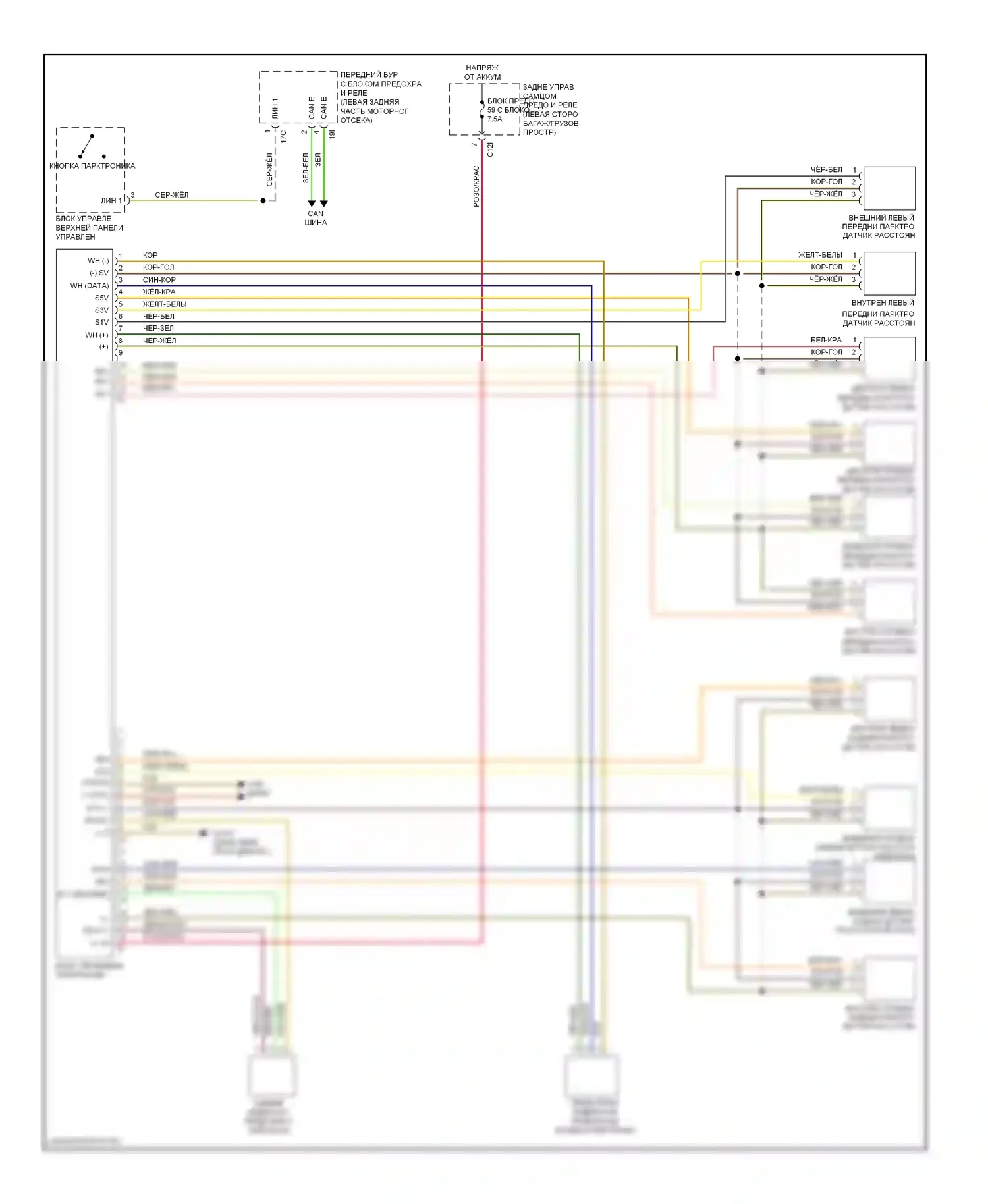 C-класс Mercedes-Benz W204/S204 (2006-2011): Электросхема парктроника 