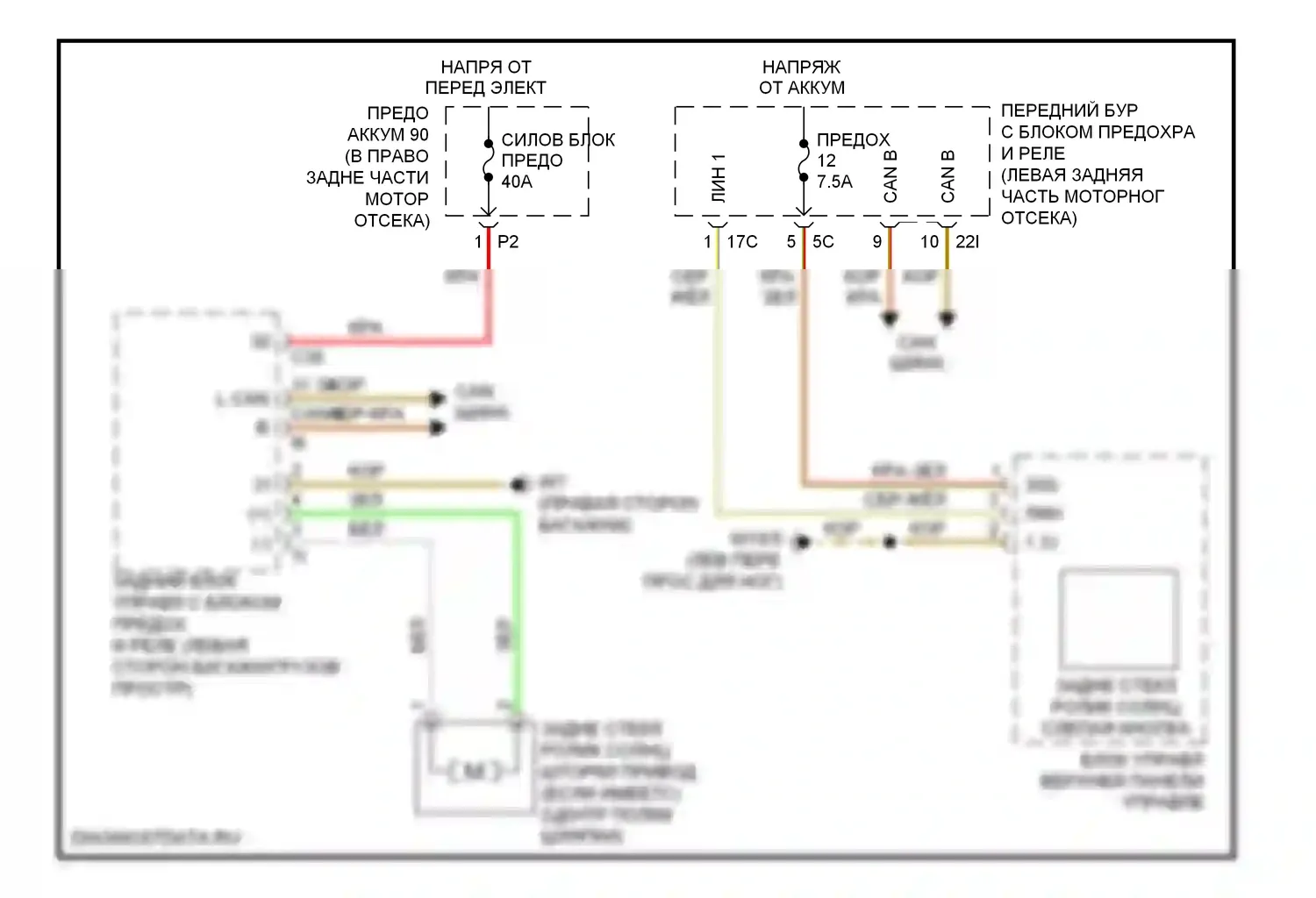 C-класс Mercedes-Benz W204/S204 (2006-2011): Электросхема солнцезащитного козырька заднего стекла 