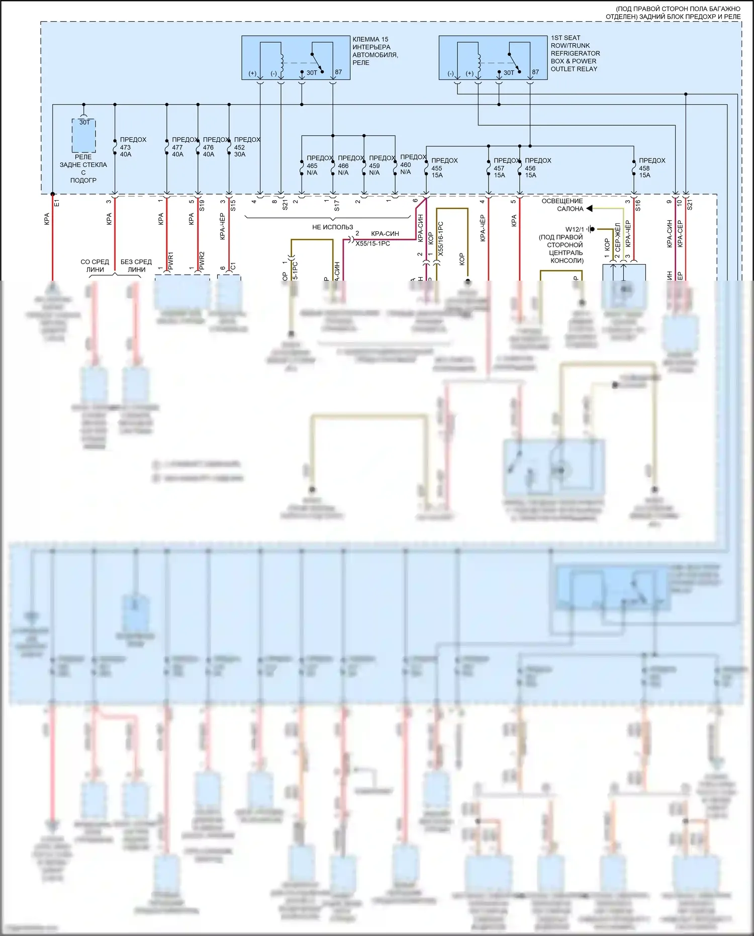 C-класс Mercedes-Benz W205/S205/C205/A205 рестайлинг (2018-2021): Электросхема блока предохранителей реле (4 из 8) 