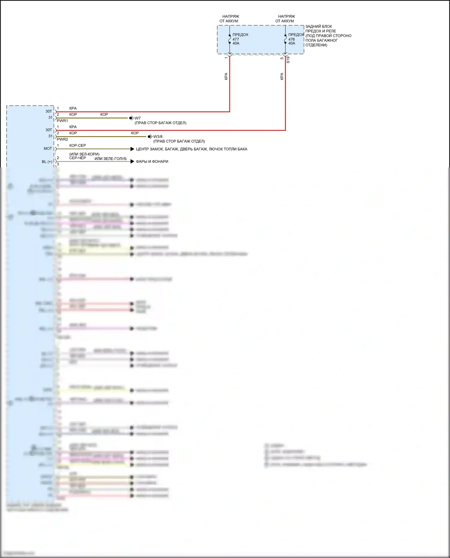C-класс Mercedes-Benz W205/S205/C205/A205 рестайлинг (2018-2021): Электросхема заднего блока управления sam (1 из 2) 