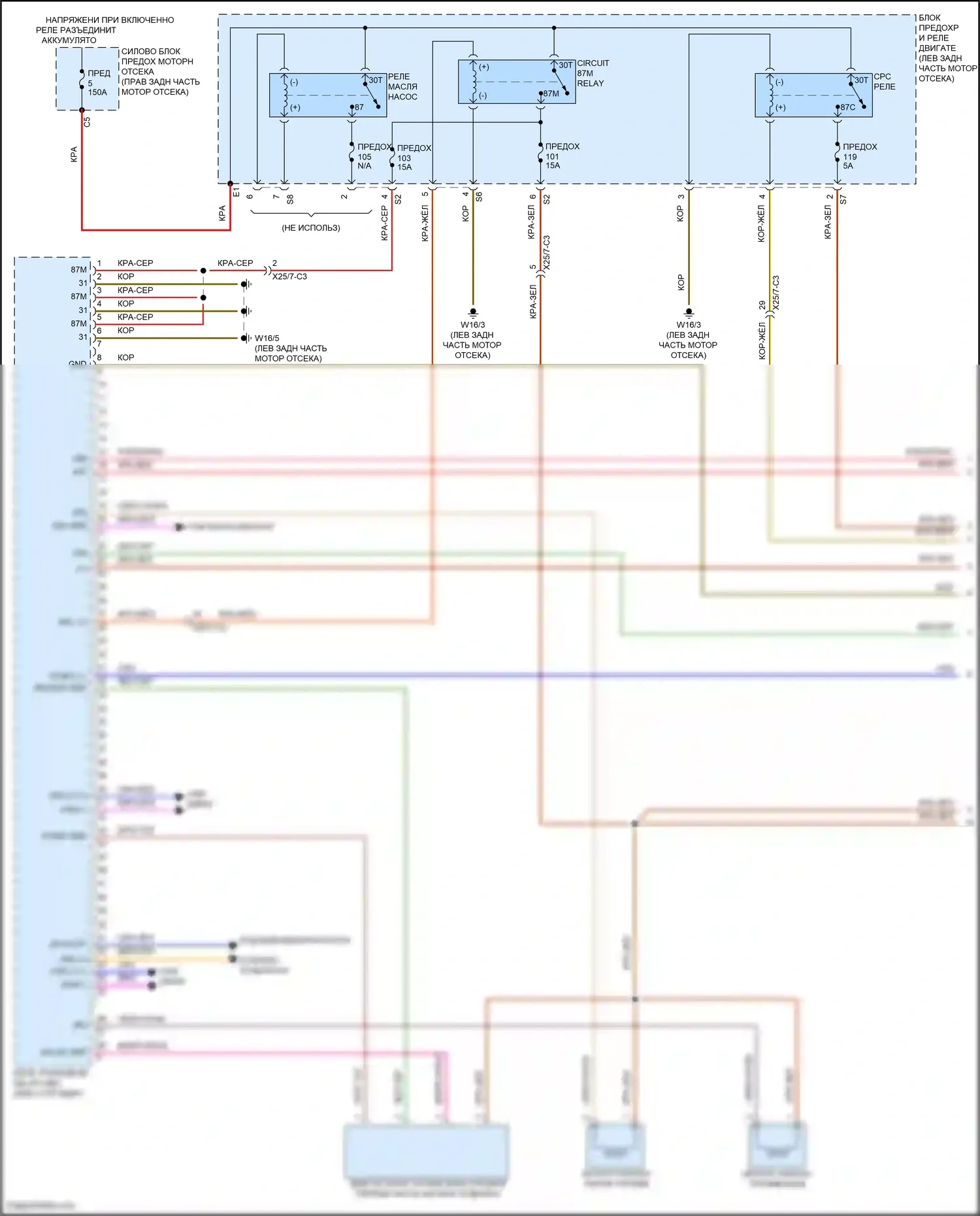 C-класс Mercedes-Benz W205/S205/C205/A205 рестайлинг (2018-2021): Электросхема двигателя 2.0л турбо (1 из 8) 