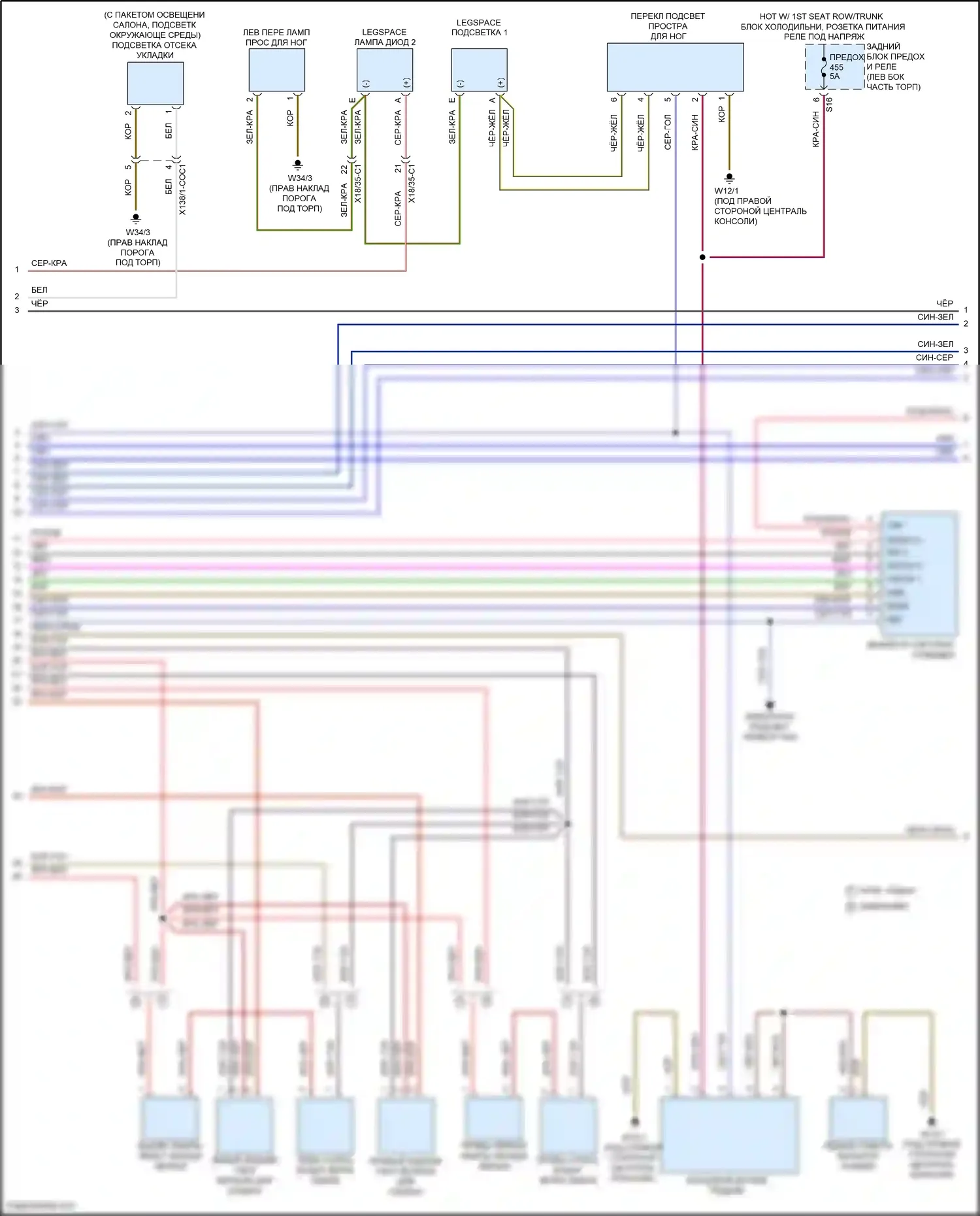C-класс Mercedes-Benz W205/S205/C205/A205 рестайлинг (2018-2021): Электросхема освещения салона (2 из 6) 