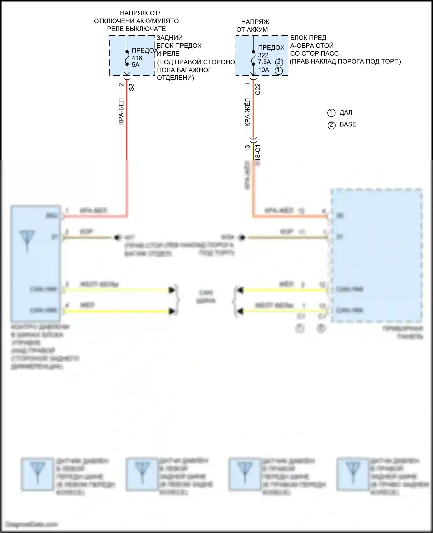 C-класс Mercedes-Benz W205/S205/C205/A205 рестайлинг (2018-2021): Электросхема контроля давления в шинах 