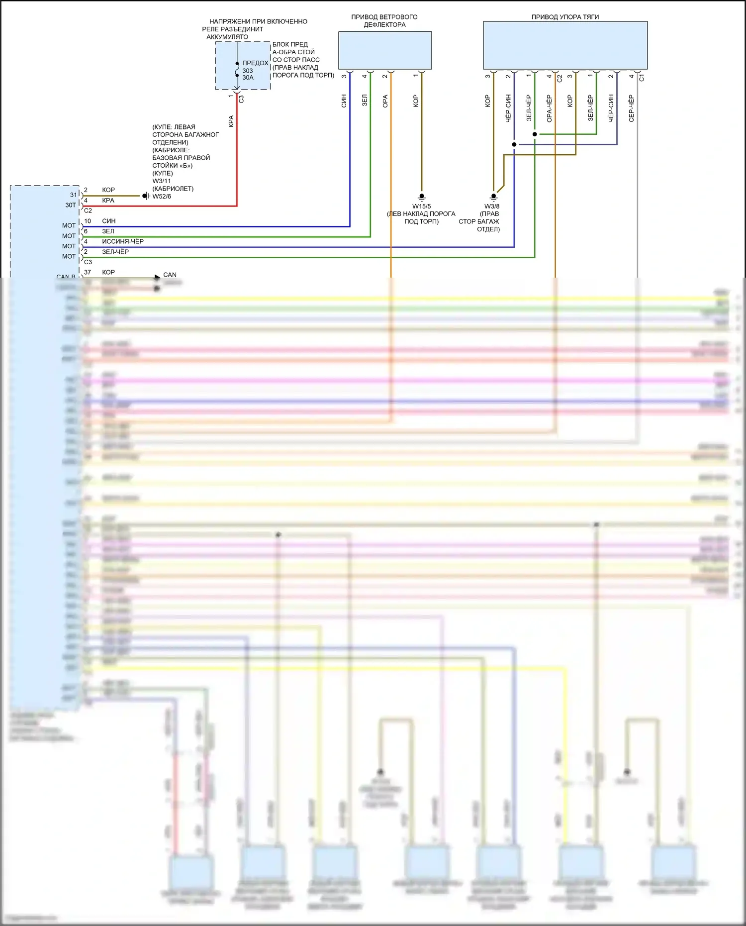 C-класс Mercedes-Benz W205/S205/C205/A205 рестайлинг (2018-2021): Электросхема со складной крышей (1 из 2) 