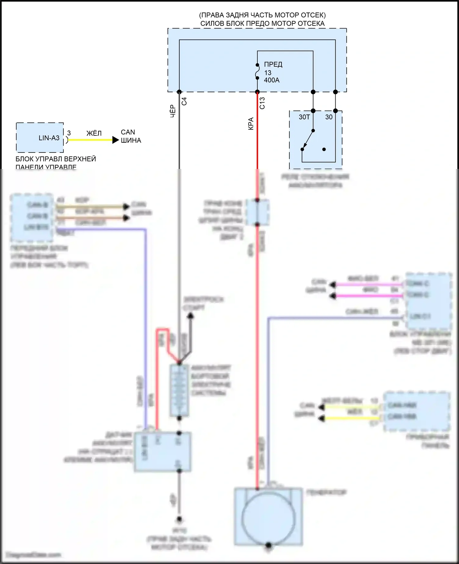 C-класс Mercedes-Benz W205/S205/C205/A205 рестайлинг (2018-2021): Электросхема генератора 