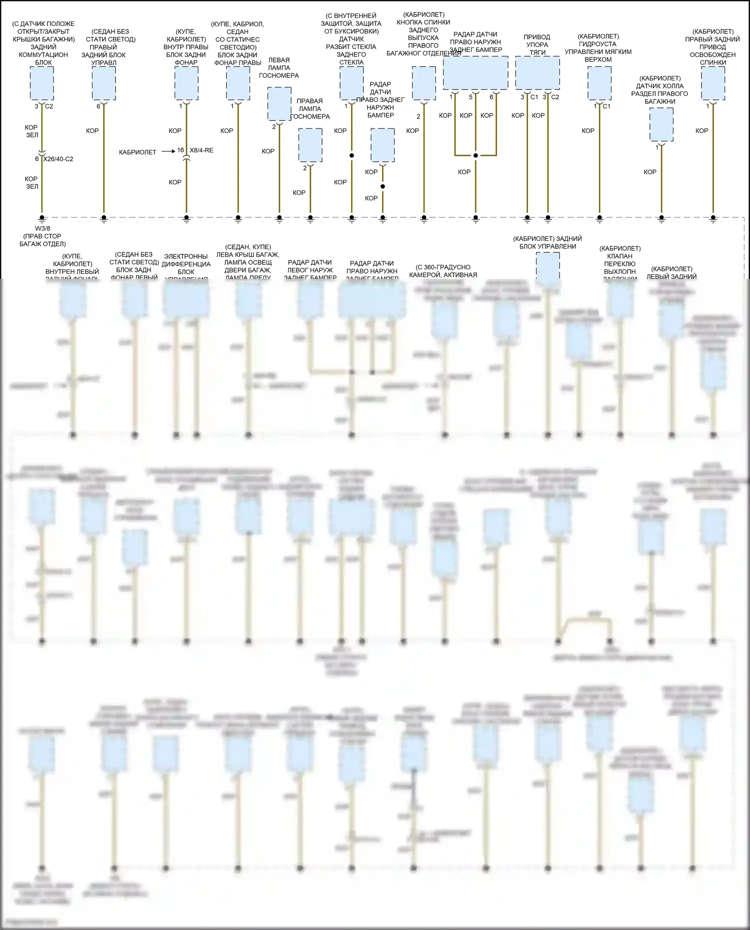 C-класс Mercedes-Benz W205/S205/C205/A205 рестайлинг (2018-2021): Электросхема точек подключения масс (4 из 5) 