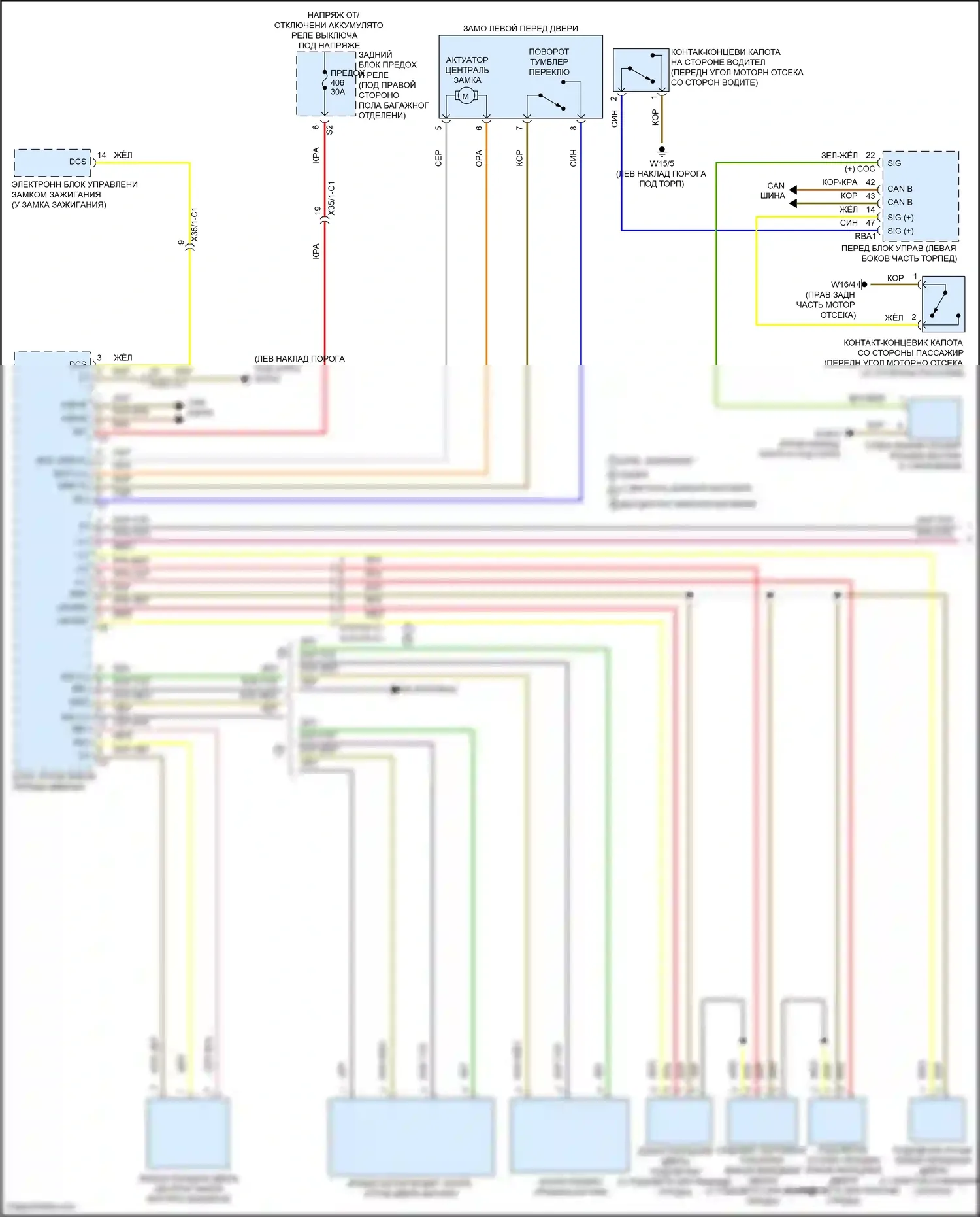 C-класс Mercedes-Benz W205/S205/C205/A205 рестайлинг (2018-2021): Электросхема центрального замка с автоблокировкой (1 из 3) 