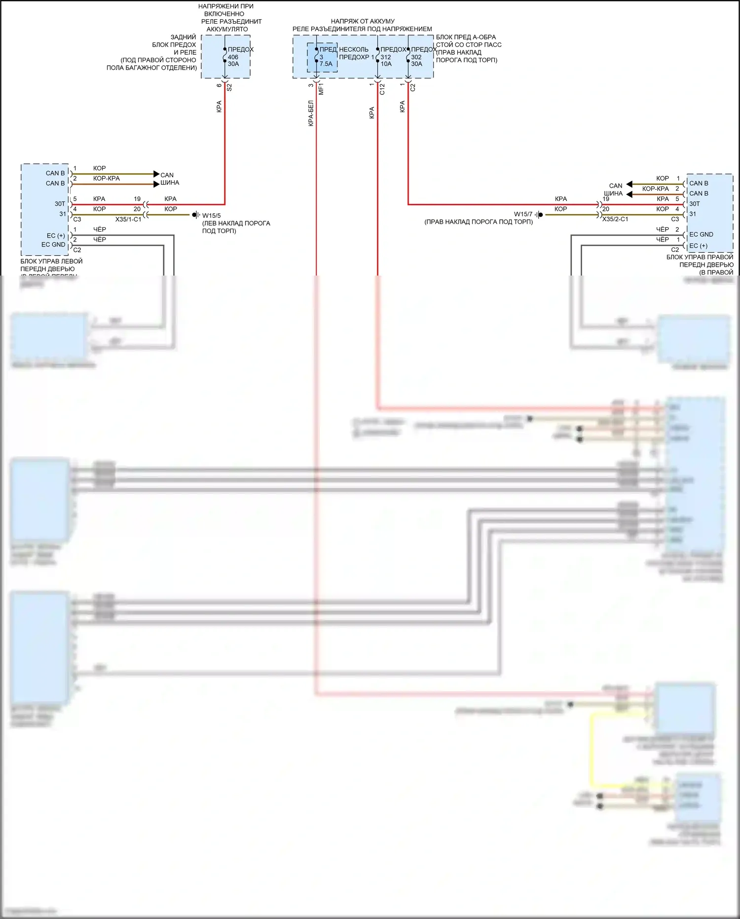 C-класс Mercedes-Benz W205/S205/C205/A205 рестайлинг (2018-2021): Электросхема управления зеркалами заднего вида 