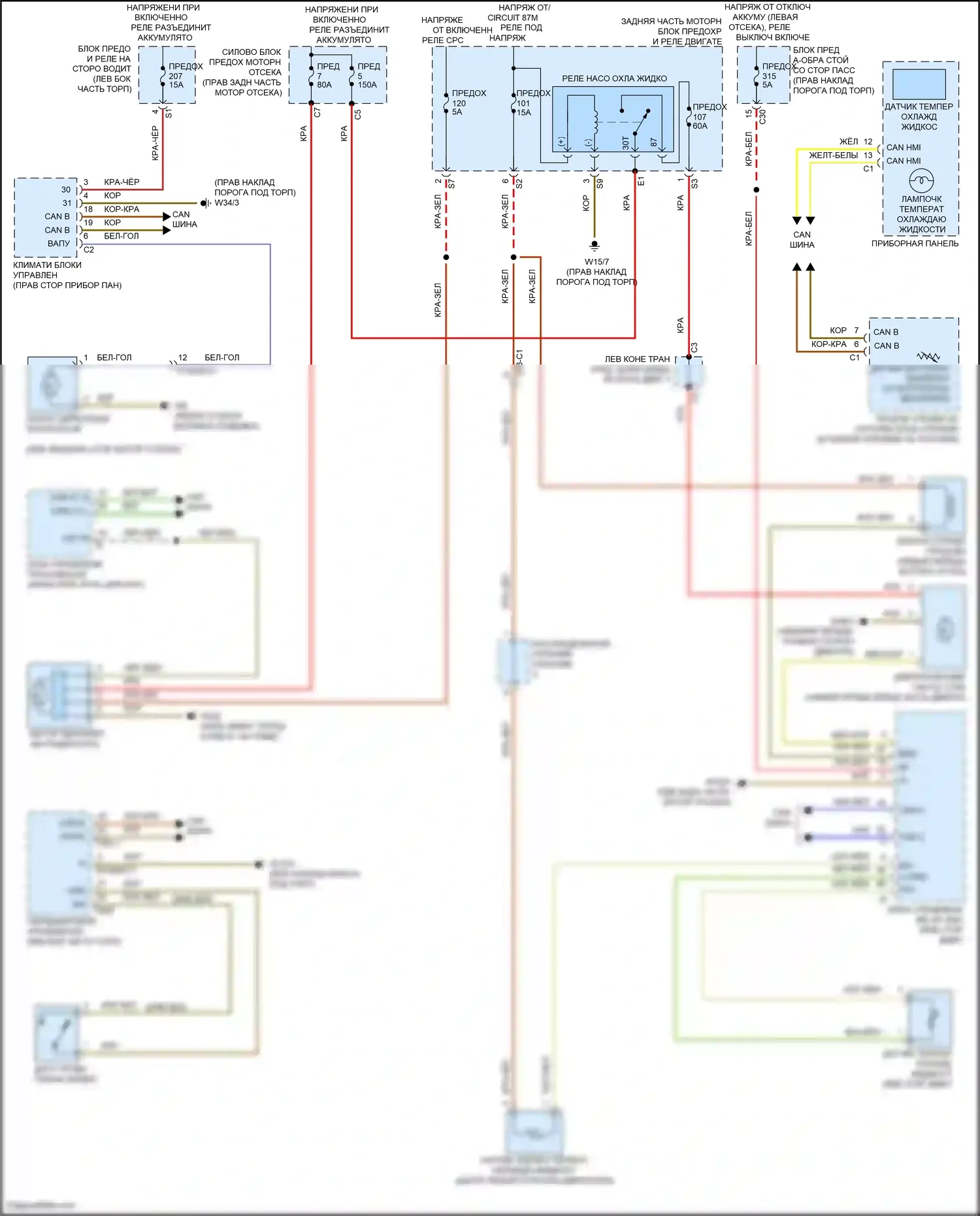C-класс Mercedes-Benz W205/S205/C205/A205 рестайлинг (2018-2021): Электросхема вентилятора охлаждения 