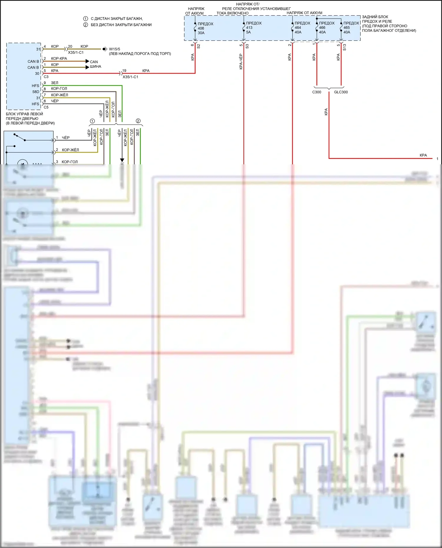 C-класс Mercedes-Benz W205/S205/C205/A205 (2014-2018): Электропривод багажника электросхема (1 из 2) 