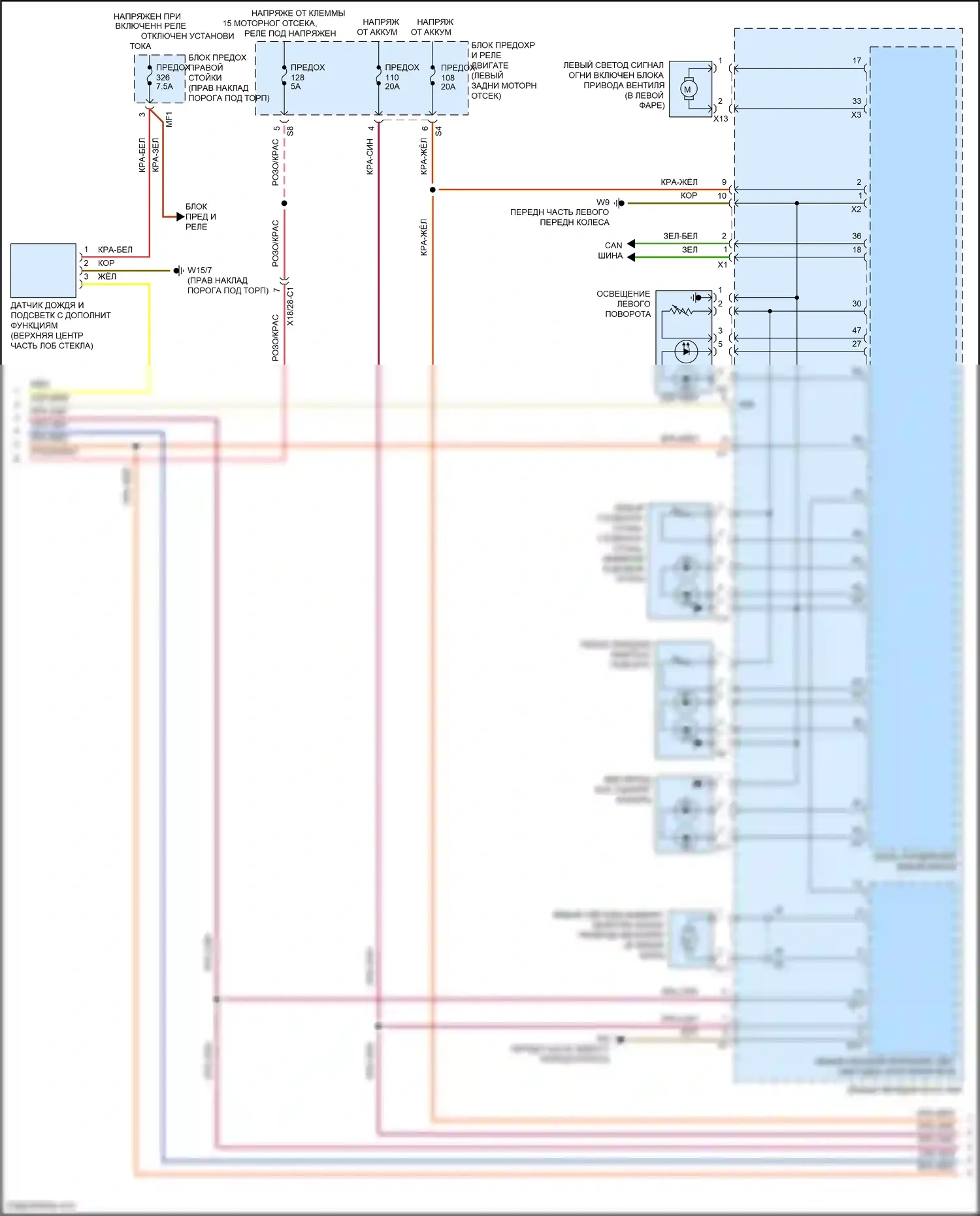 C-класс Mercedes-Benz W205/S205/C205/A205 (2014-2018): Электросхема внешних ламп, с динамическими светодиодными фарами (3 из 4) 