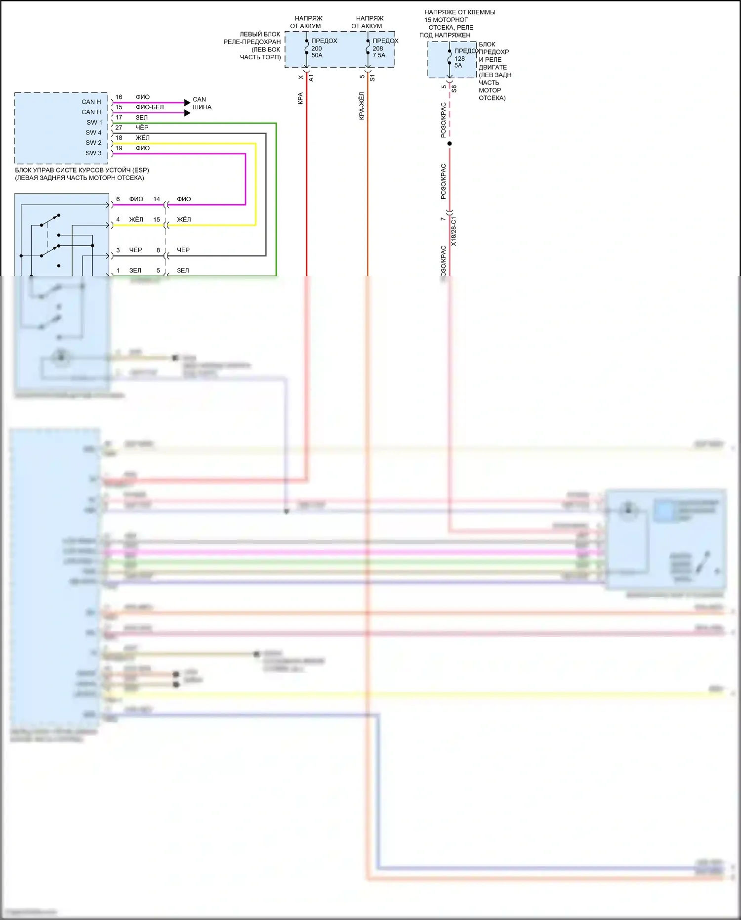 C-класс Mercedes-Benz W205/S205/C205/A205 (2014-2018): Электросхема фар, с адаптивными светодиодными фарами (1 из 4) 