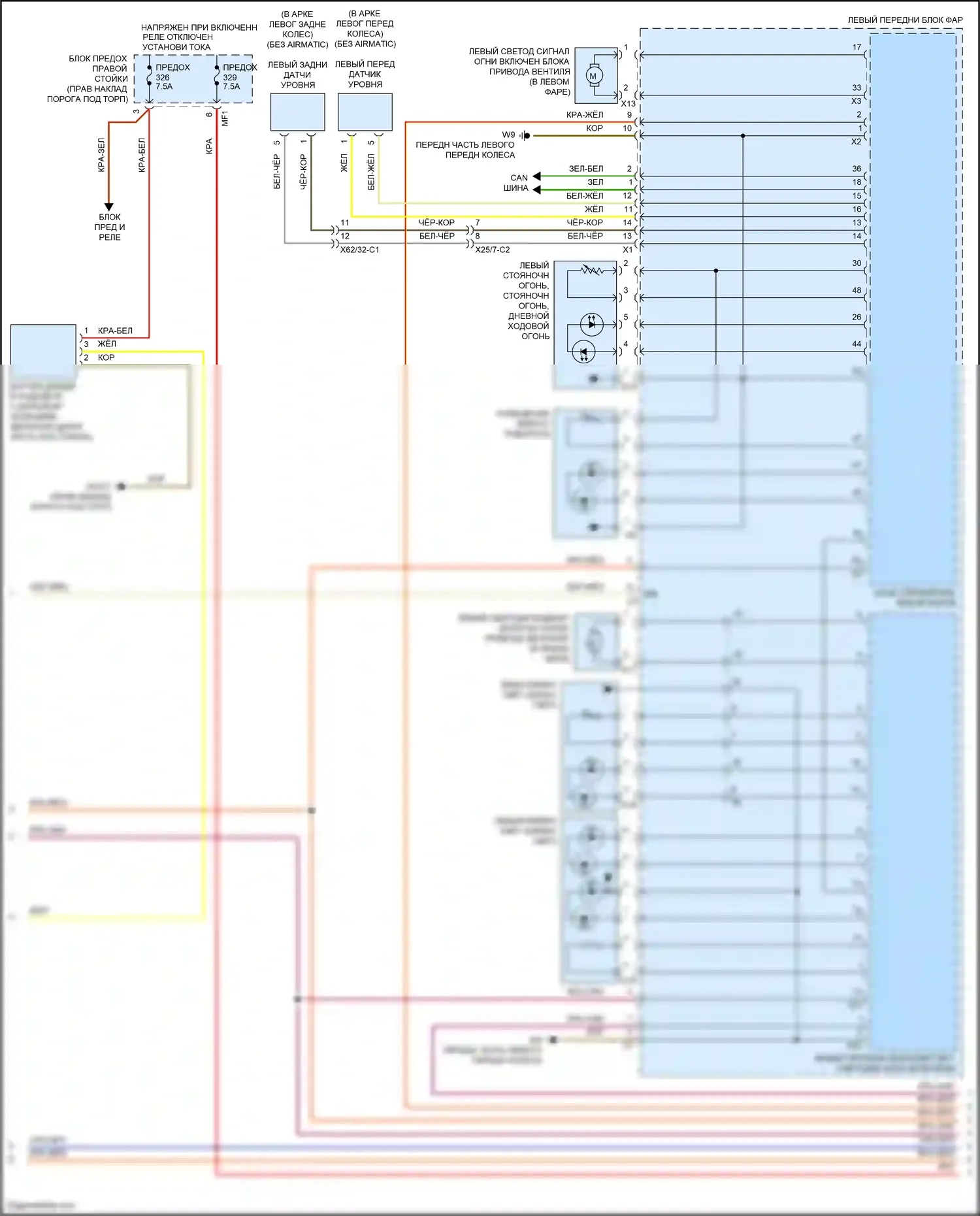 C-класс Mercedes-Benz W205/S205/C205/A205 (2014-2018): Электросхема фар, с адаптивными светодиодными фарами (2 из 4) 