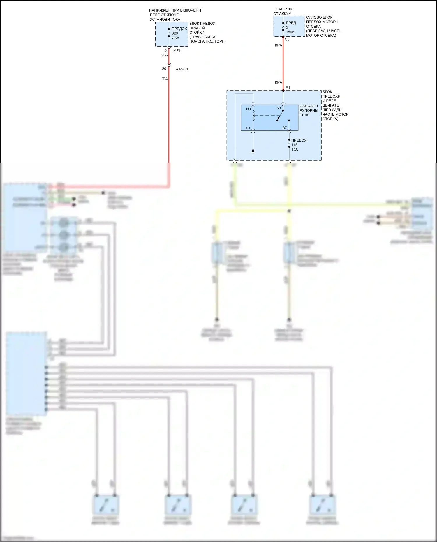 C-класс Mercedes-Benz W205/S205/C205/A205 (2014-2018): Электросхема клаксона 