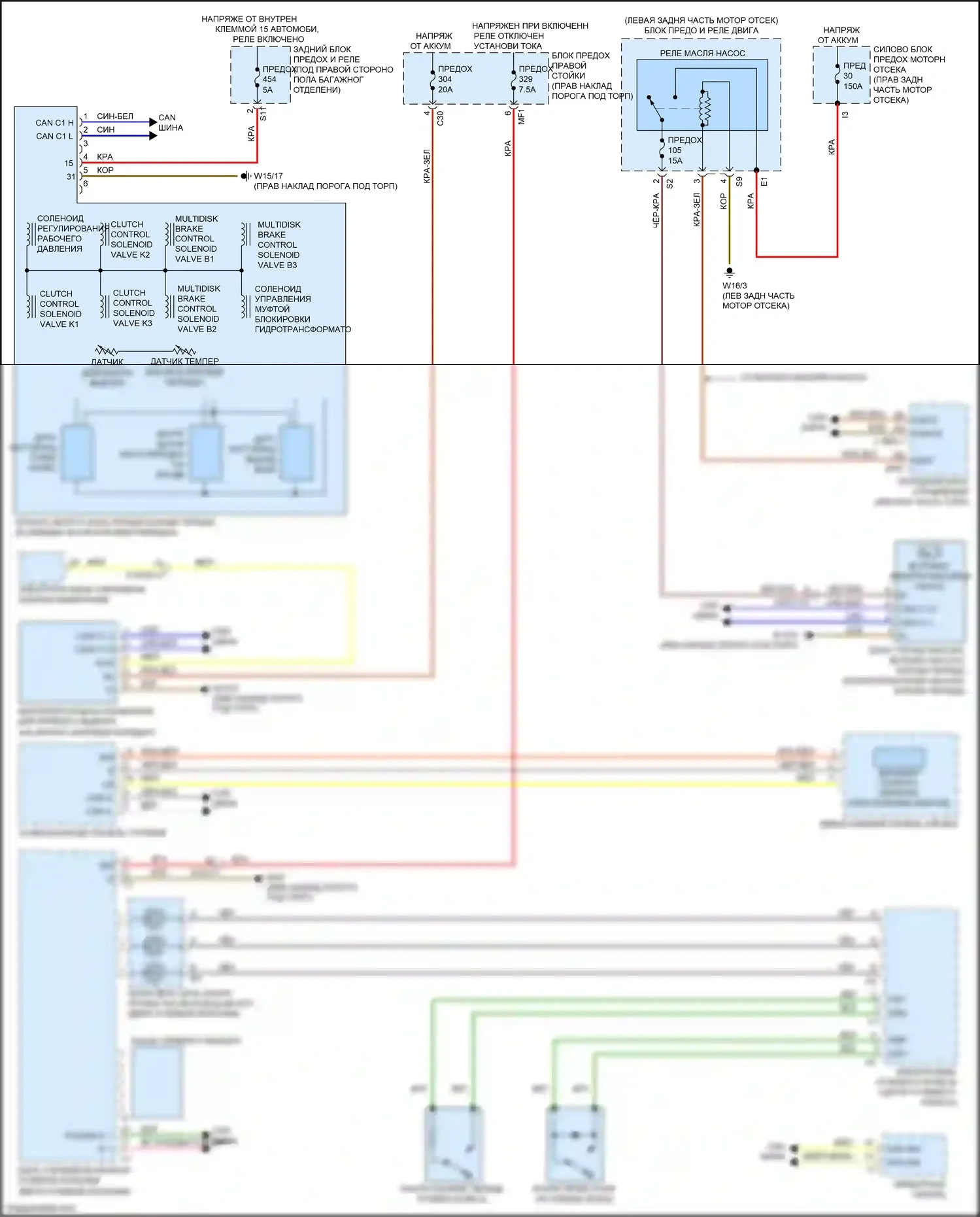 C-класс Mercedes-Benz W205/S205/C205/A205 (2014-2018): Электросхема коробки передач 
