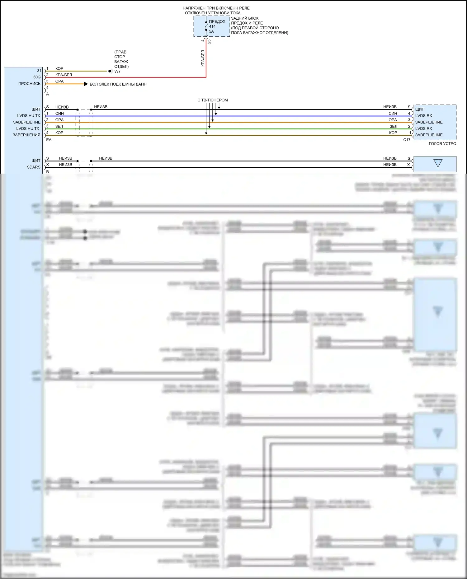 C-класс Mercedes-Benz W205/S205/C205/A205 (2014-2018): Электросхема тв-тюнера 