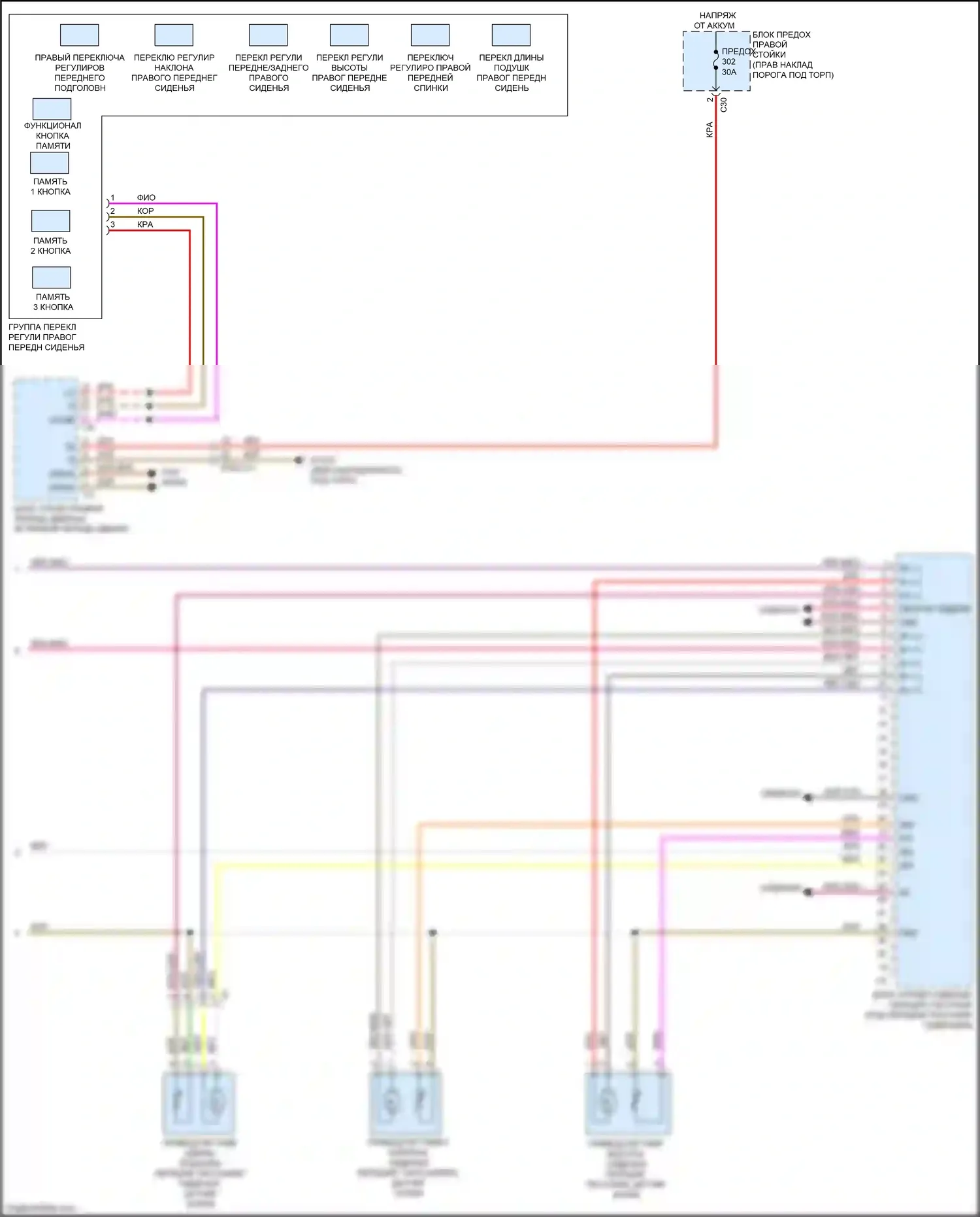 C-класс Mercedes-Benz W205/S205/C205/A205 (2014-2018): Электросхема сиденья памяти пассажира (2 из 2) 