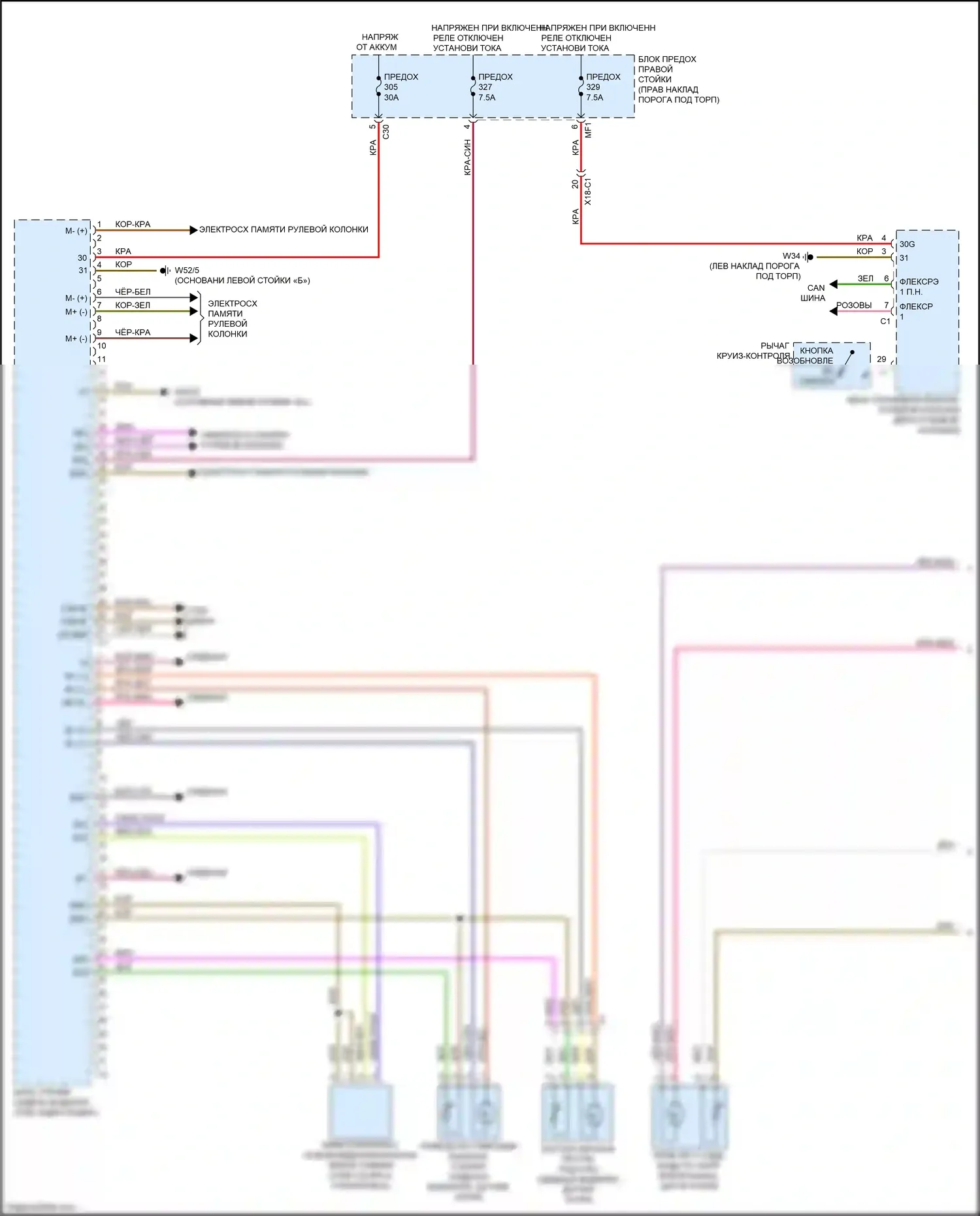 C-класс Mercedes-Benz W205/S205/C205/A205 (2014-2018): Электросхема сиденья памяти водителя (1 из 2) 