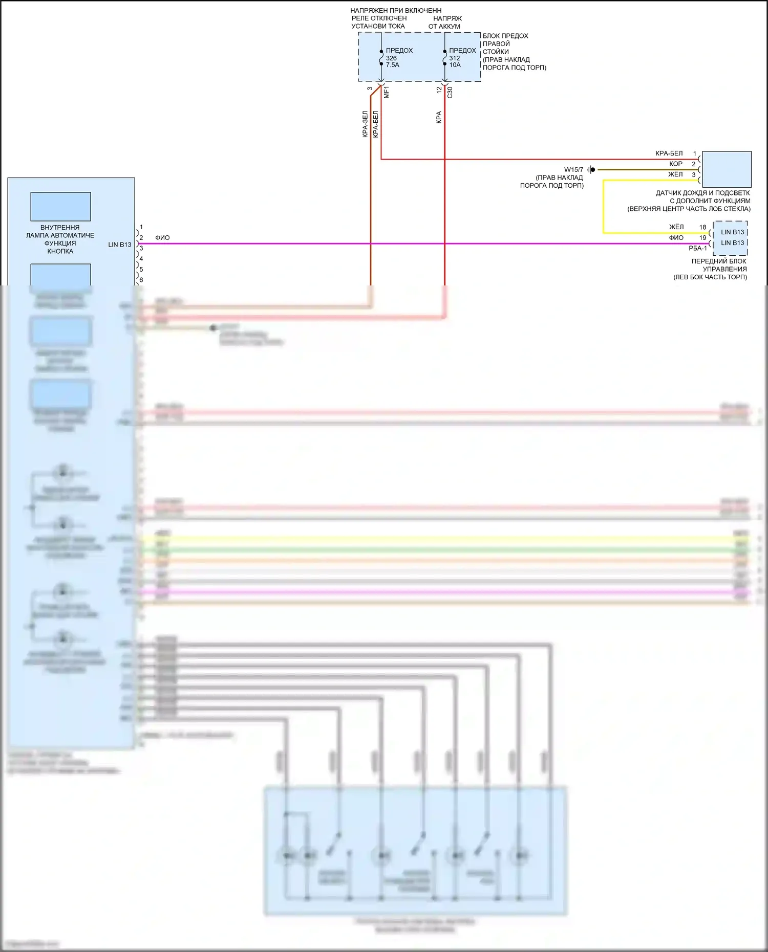 C-класс Mercedes-Benz W205/S205/C205/A205 (2014-2018): Электросхема потолочного пульта, кабриолет (1 из 2) 