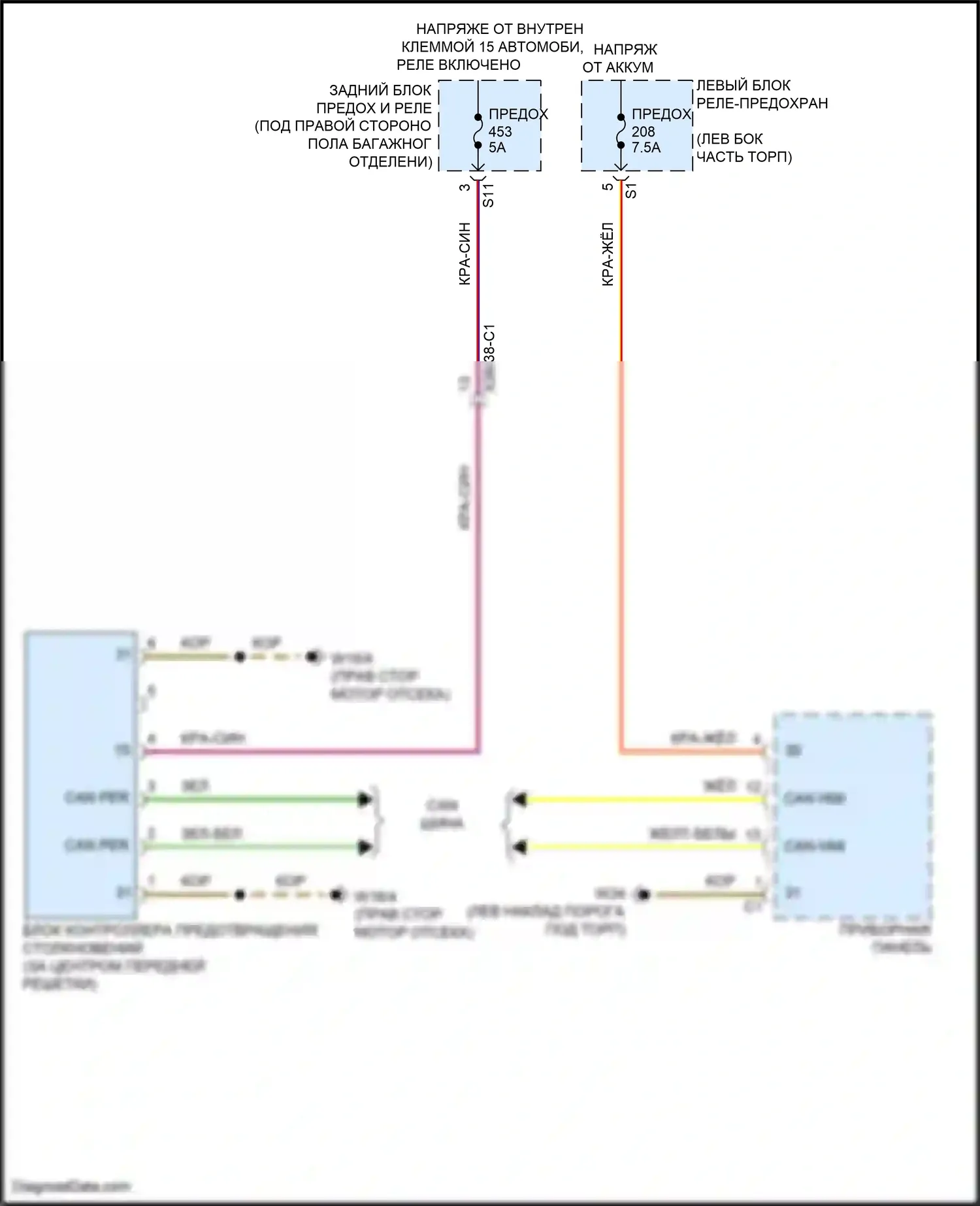C-класс Mercedes-Benz W205/S205/C205/A205 (2014-2018): Электросхема предупреждения столкновений 
