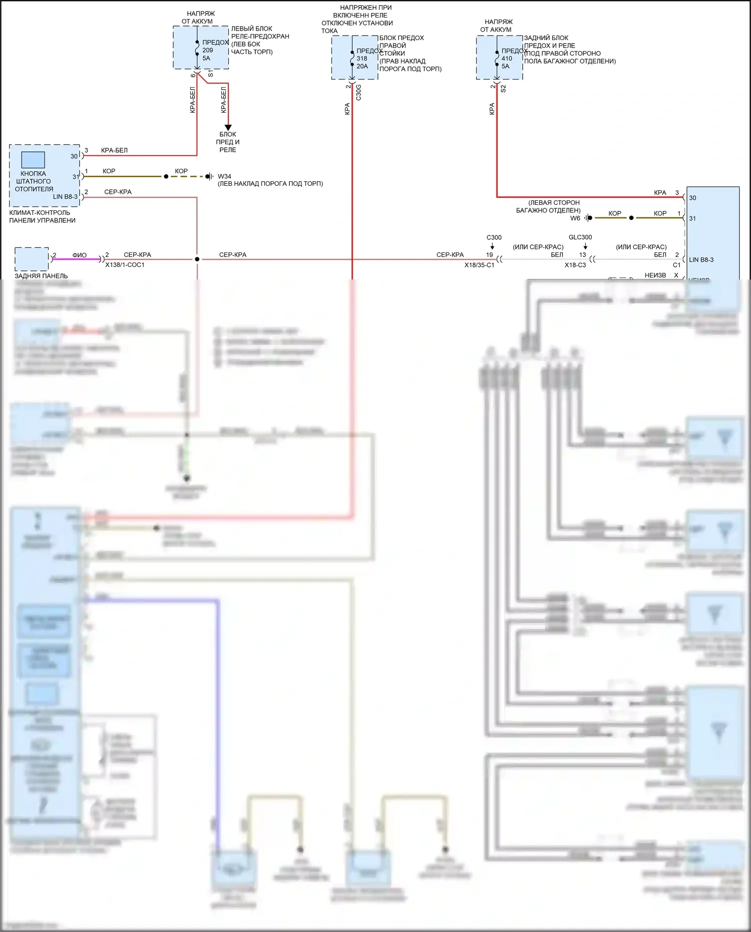 C-класс Mercedes-Benz W205/S205/C205/A205 (2014-2018): Электросхема штатного отопителя 