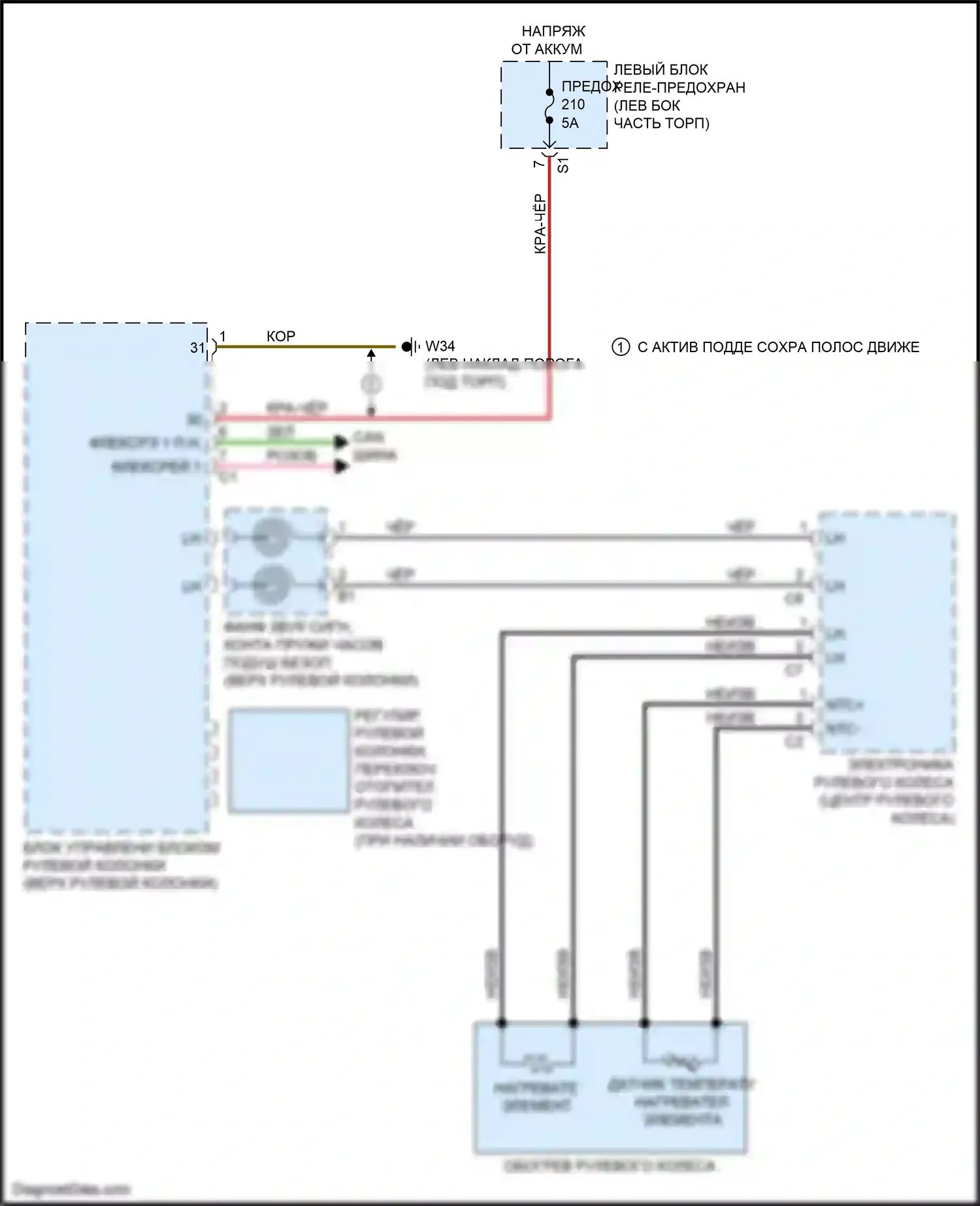 C-класс Mercedes-Benz W205/S205/C205/A205 (2014-2018): Электросхема рулевого колеса с подогревом 