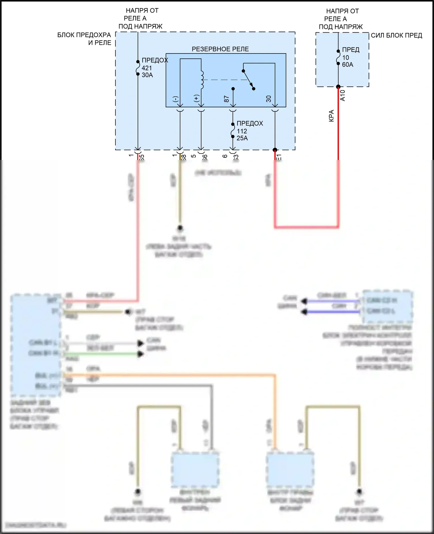 C-класс Mercedes-Benz W206/S206 (2021-2024): Электросхема фонарей заднего хода 