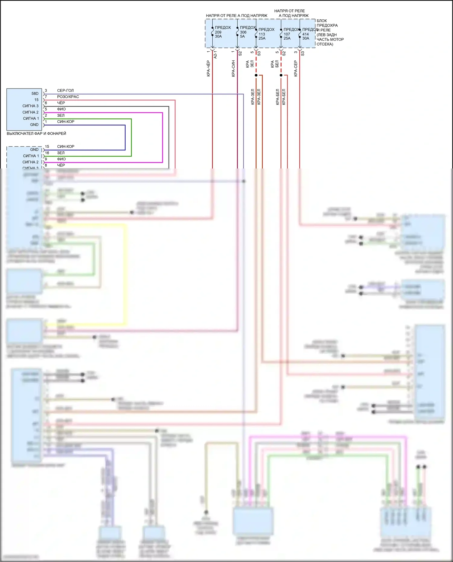 C-класс Mercedes-Benz W206/S206 (2021-2024): Электросхема фар, без статических светодиодных фар 