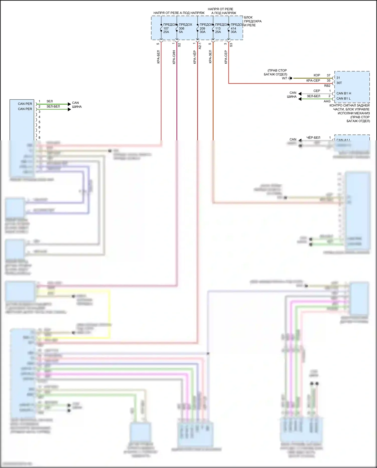 C-класс Mercedes-Benz W206/S206 (2021-2024): Электросхема фар, со статическими светодиодными фарами 