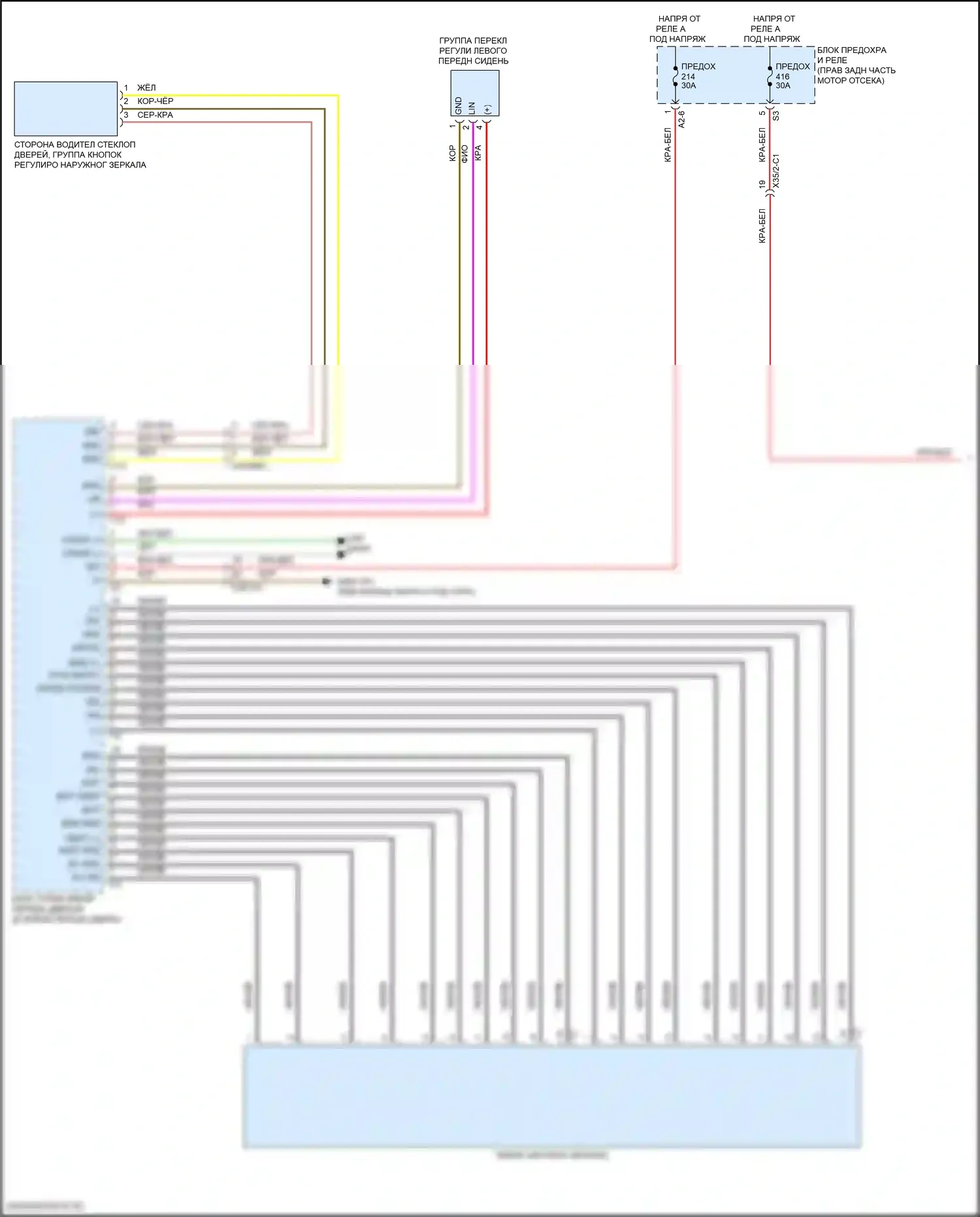C-класс Mercedes-Benz W206/S206 (2021-2024): Электросхема памяти зеркал (1 из 2) 