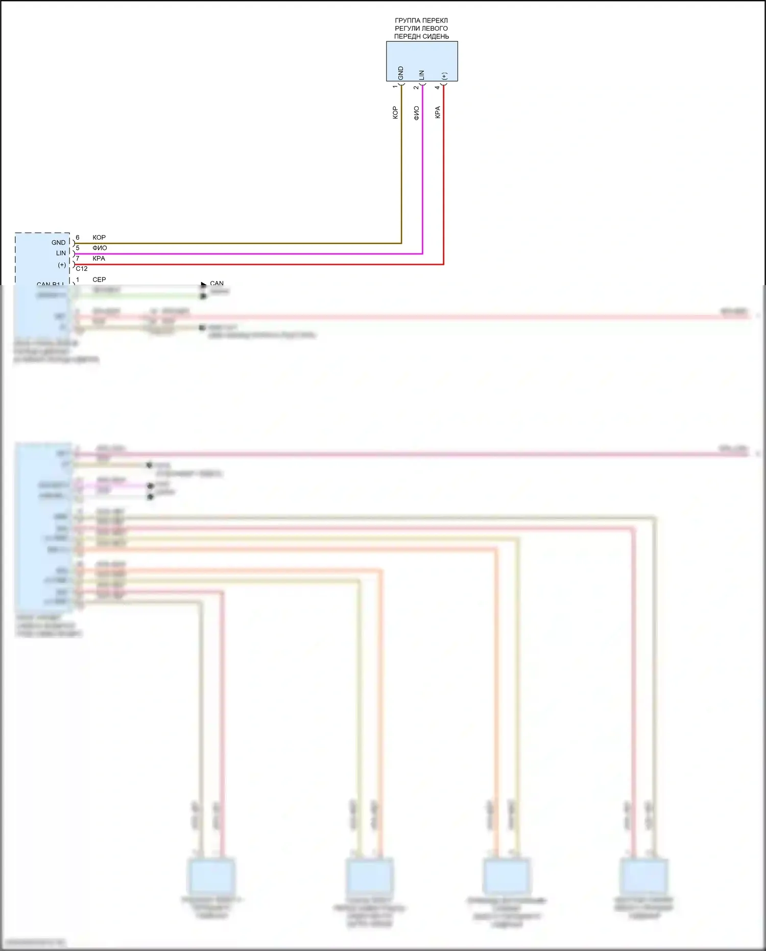 C-класс Mercedes-Benz W206/S206 (2021-2024): Электросхема передней вентиляции и подогрева сидений, с памятью (1 из 2) 