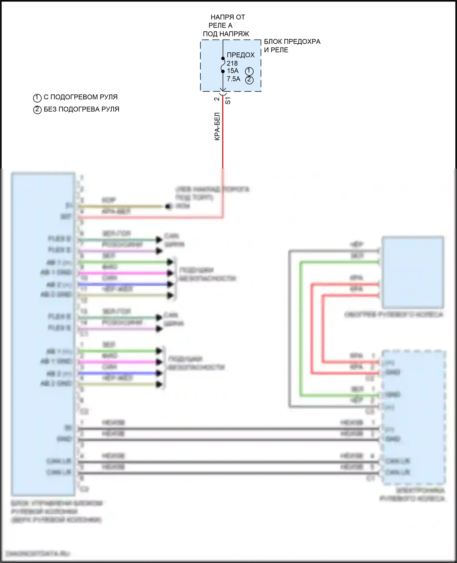 C-класс Mercedes-Benz W206/S206 (2021-2024): Электросхема рулевого колеса с подогревом 