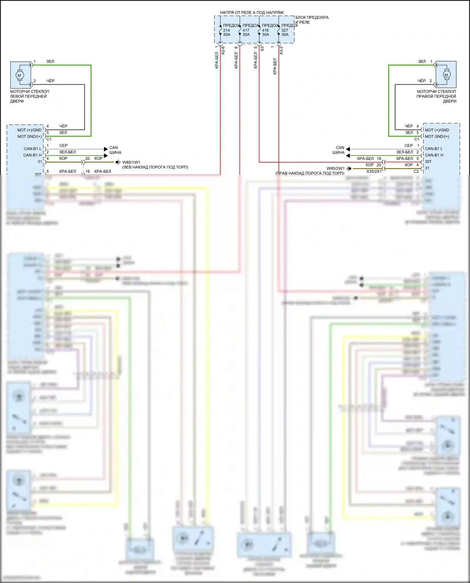 C-класс Mercedes-Benz W206/S206 (2021-2024): Стеклоподъемники электросхема 