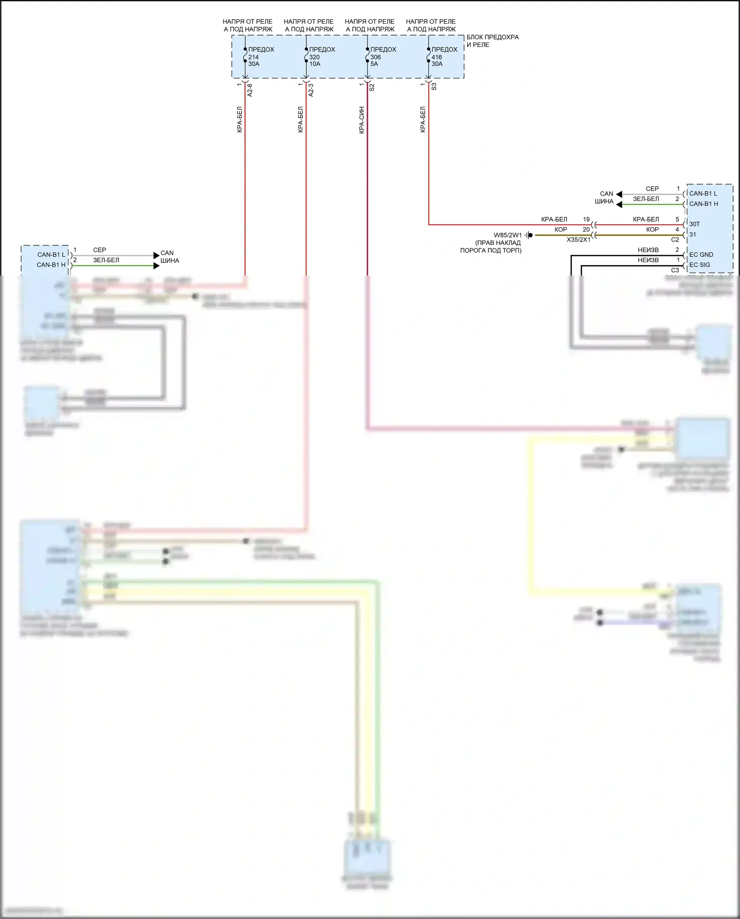 C-класс Mercedes-Benz W206/S206 (2021-2024): Электросхема управления зеркалами заднего вида 