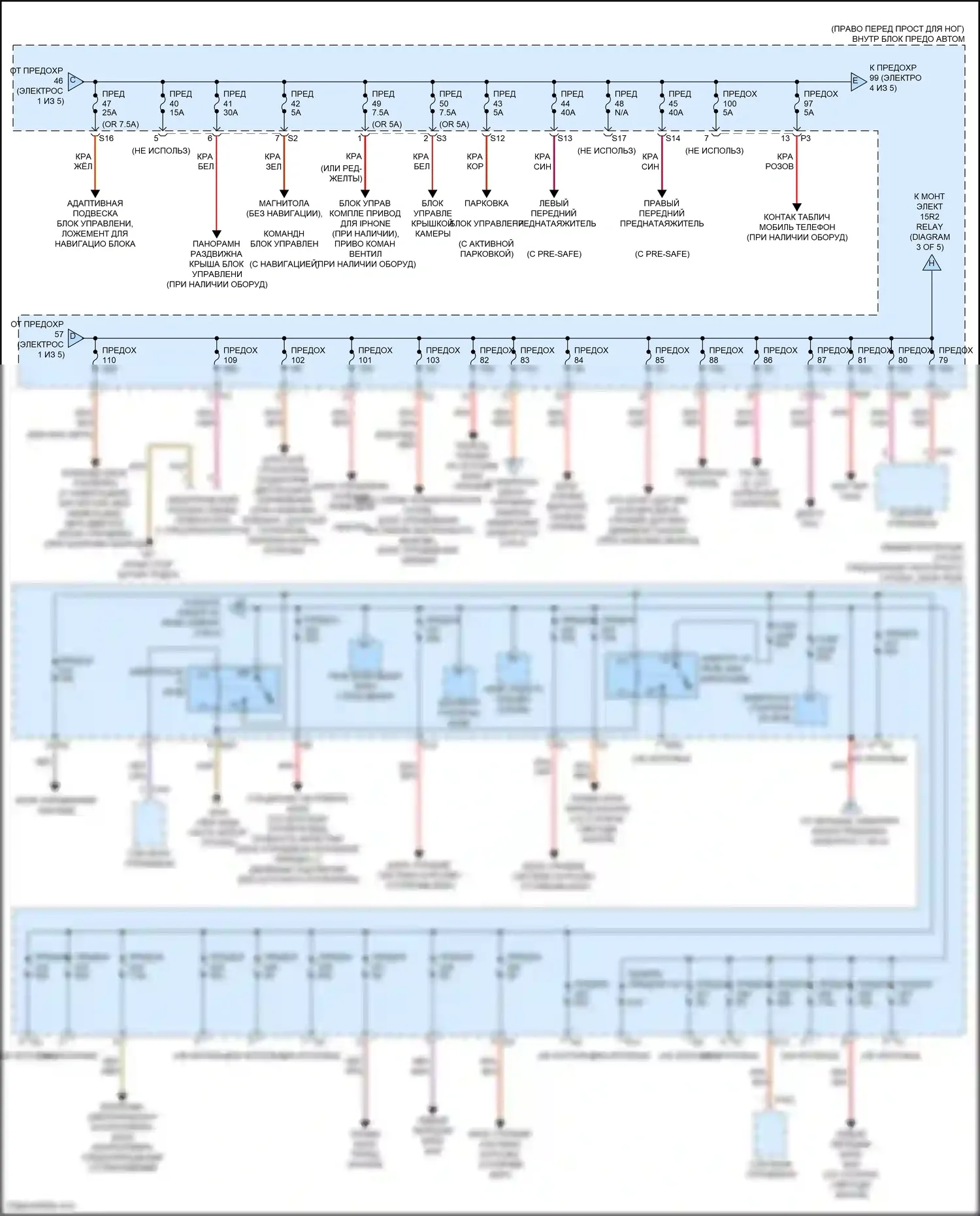 CLA-класс Mercedes-Benz C117/X117 рестайлинг (2016-2019): Электросхема блока предохранителей реле (2 из 5) 
