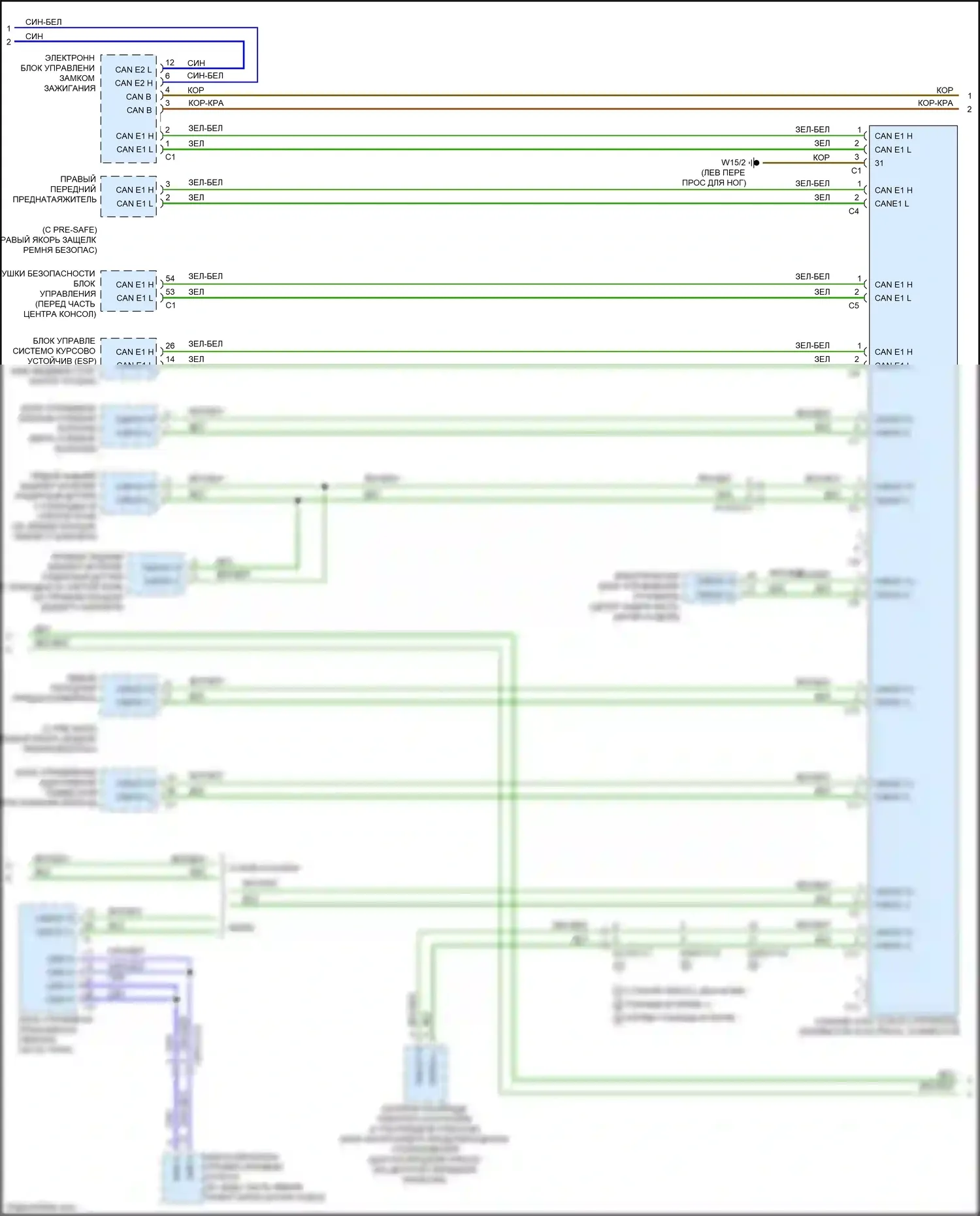CLA-класс Mercedes-Benz C117/X117 рестайлинг (2016-2019): Электросхема шины высокого/низкого уровня (2 из 4) 